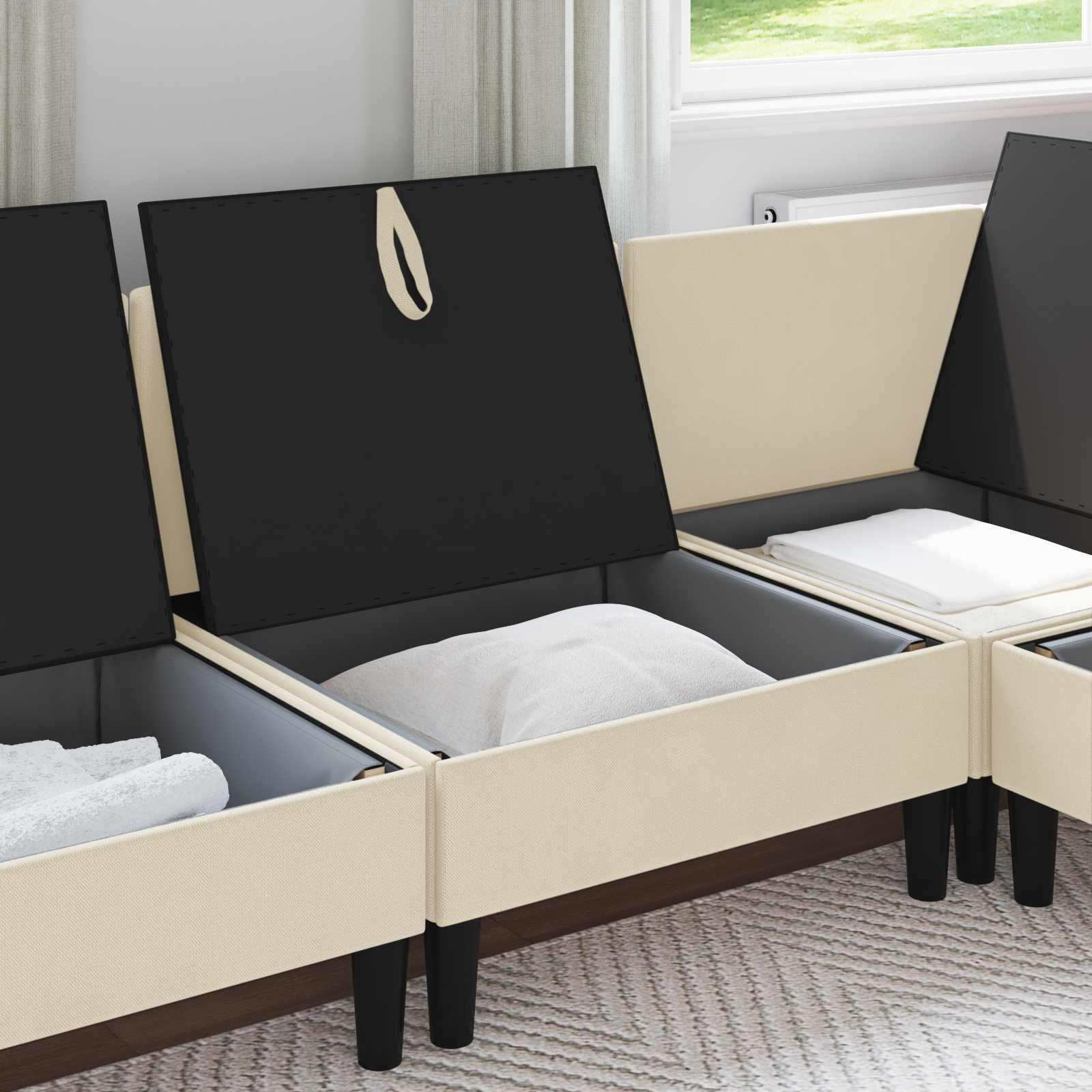 vidaXL Środkowa Sofa z Przechowywaniem kremowy Welur