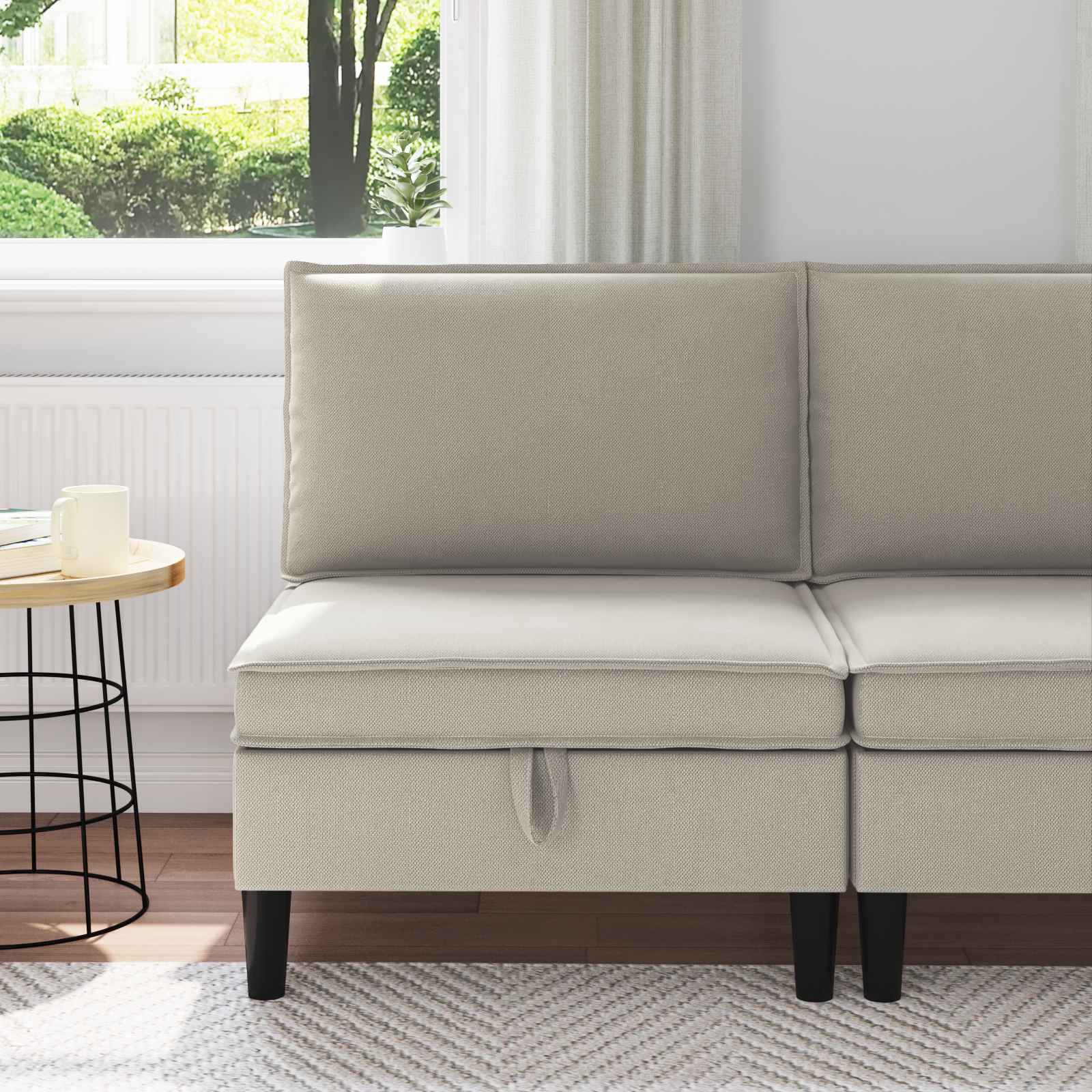 vidaXL Środkowa Sofa z Przechowywaniem Owies Welur