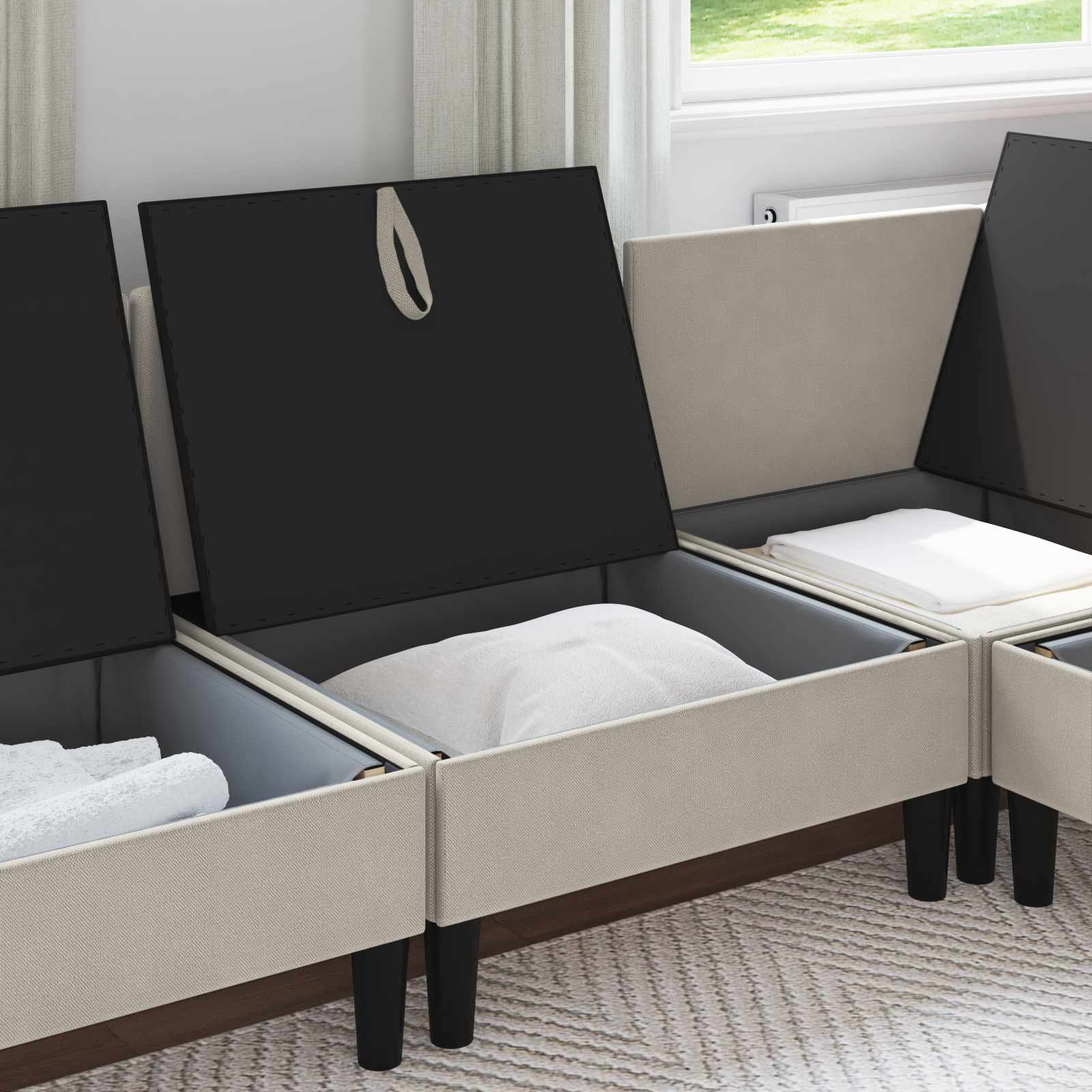 vidaXL Środkowa Sofa z Przechowywaniem Owies Welur