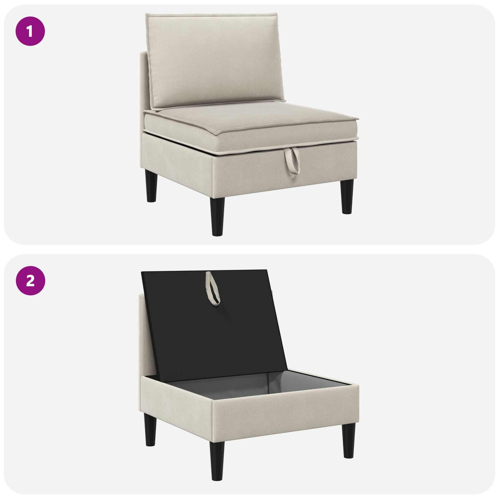 vidaXL Środkowa Sofa z Przechowywaniem Owies Welur