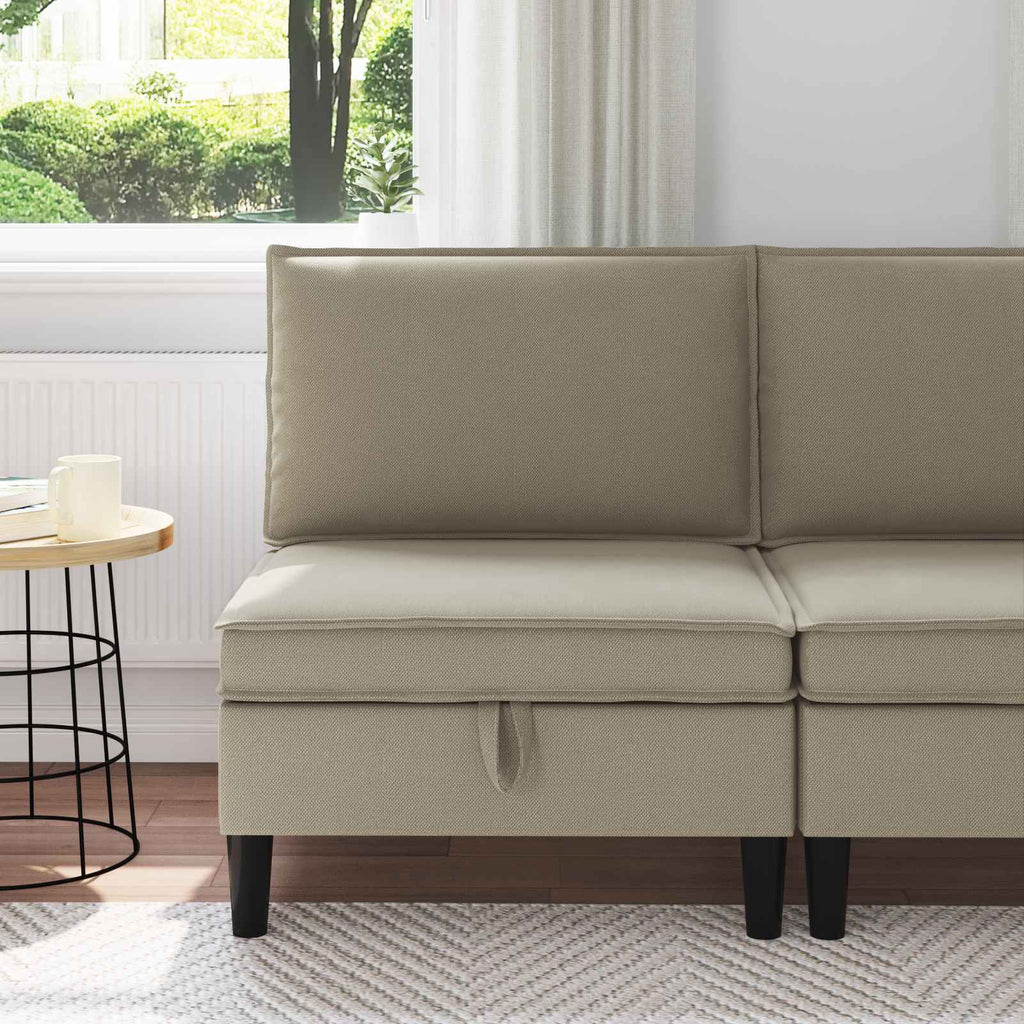vidaXL Środkowa Sofa z Przechowywaniem piaskowy Welur