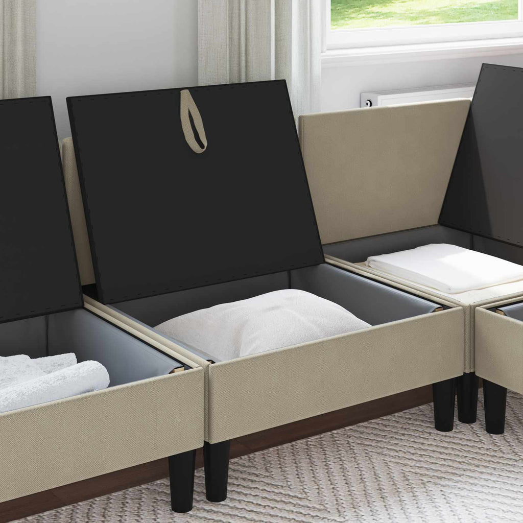 vidaXL Środkowa Sofa z Przechowywaniem piaskowy Welur