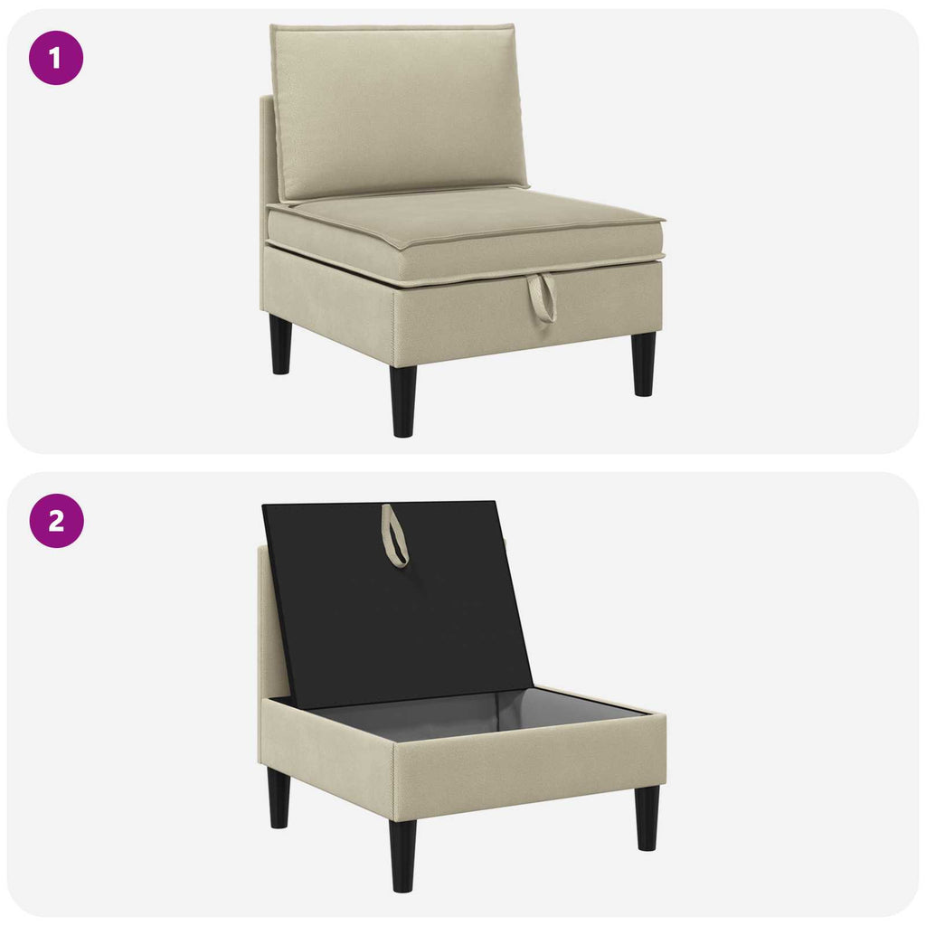 vidaXL Środkowa Sofa z Przechowywaniem piaskowy Welur