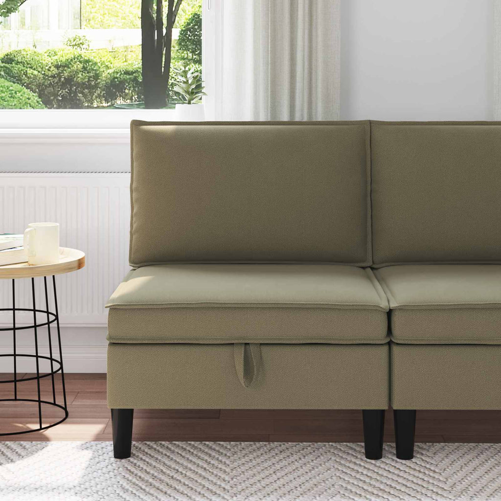 vidaXL Środkowa Sofa z Przechowywaniem Khaki Welur