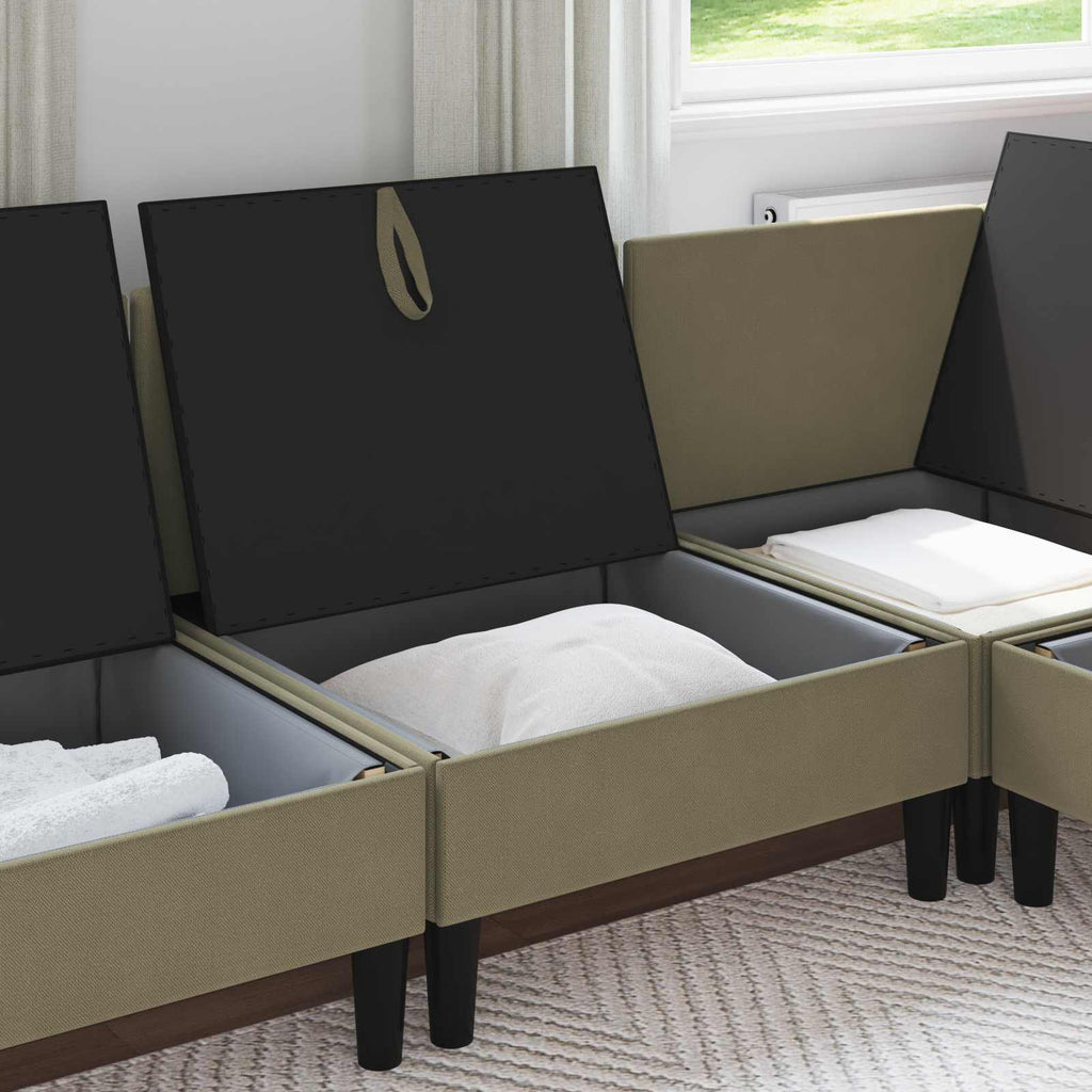 vidaXL Środkowa Sofa z Przechowywaniem Khaki Welur