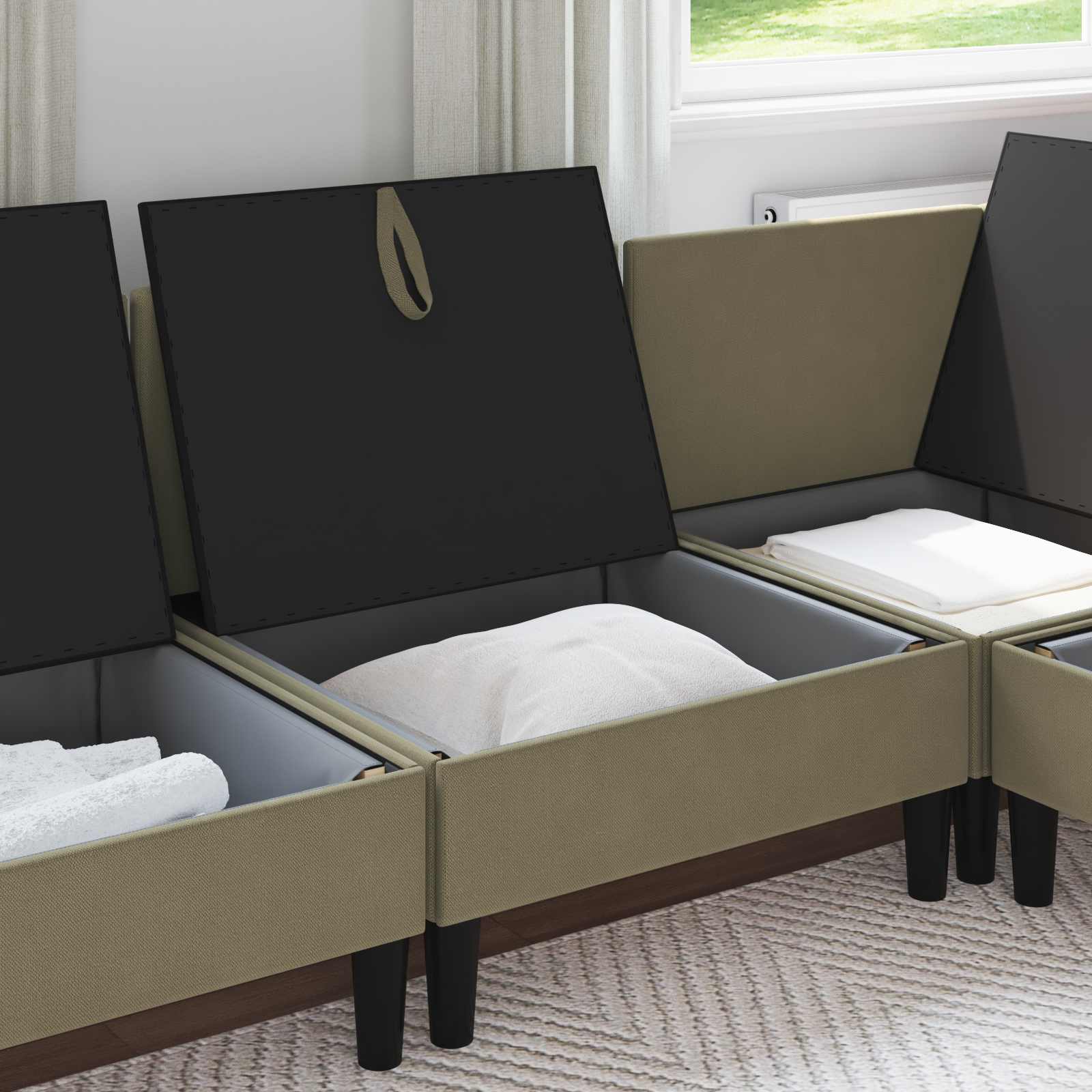 vidaXL Środkowa Sofa z Przechowywaniem Khaki Welur