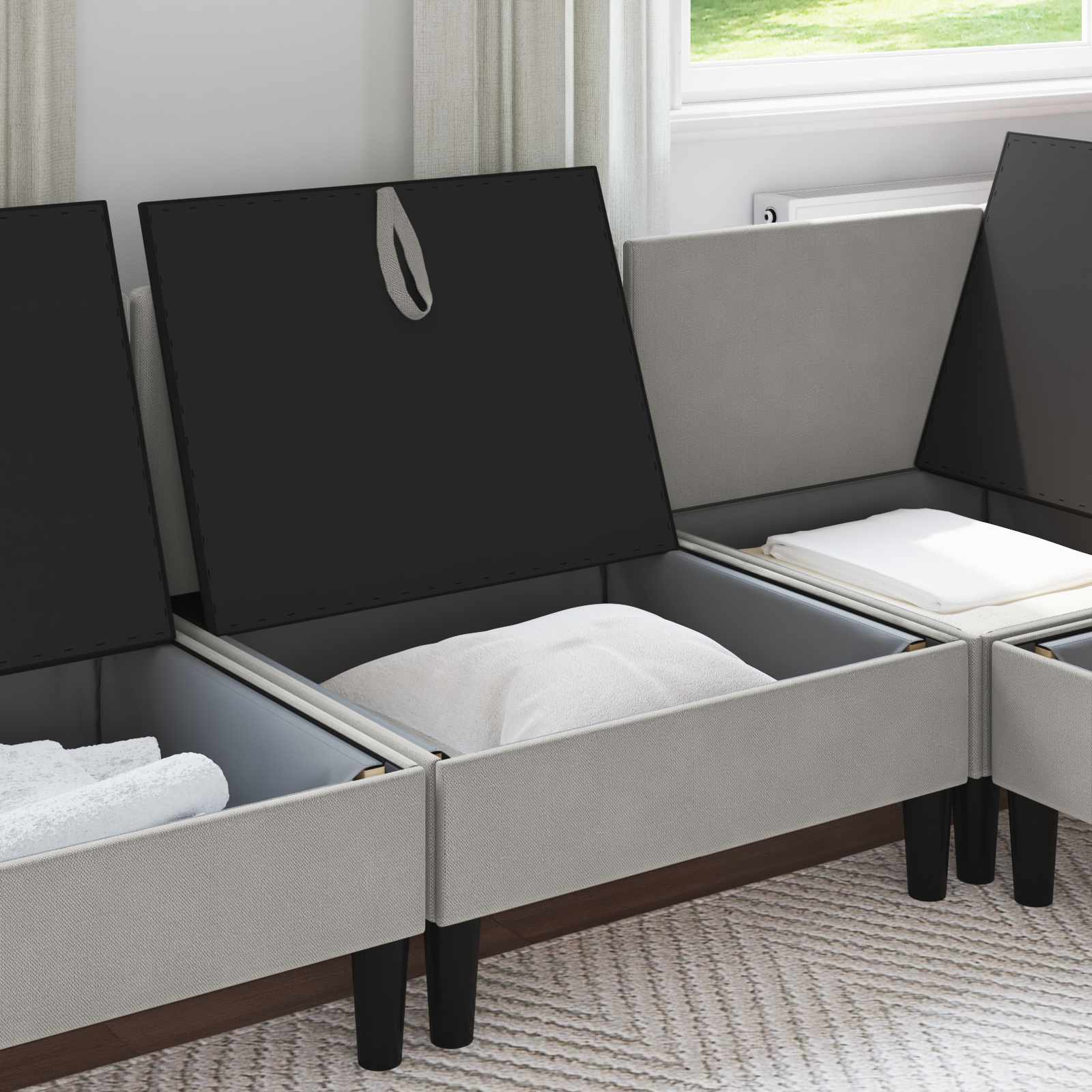 vidaXL Środkowa Sofa z Przechowywaniem jasnoszary Welur