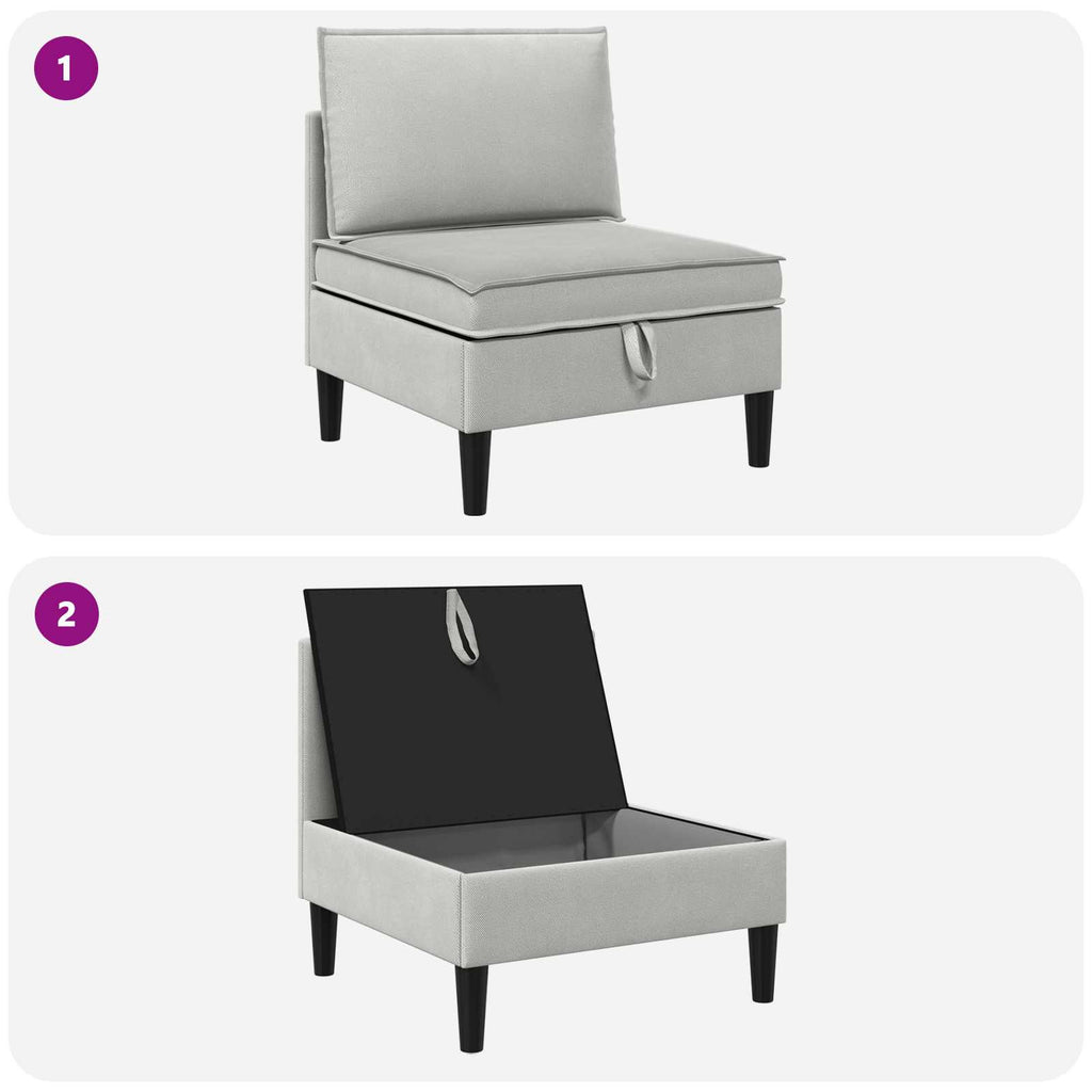 vidaXL Środkowa Sofa z Przechowywaniem jasnoszary Welur