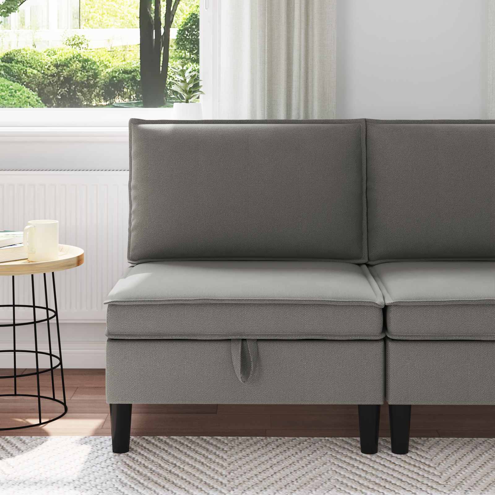 vidaXL Środkowa Sofa z Przechowywaniem ciemnoszary Welur