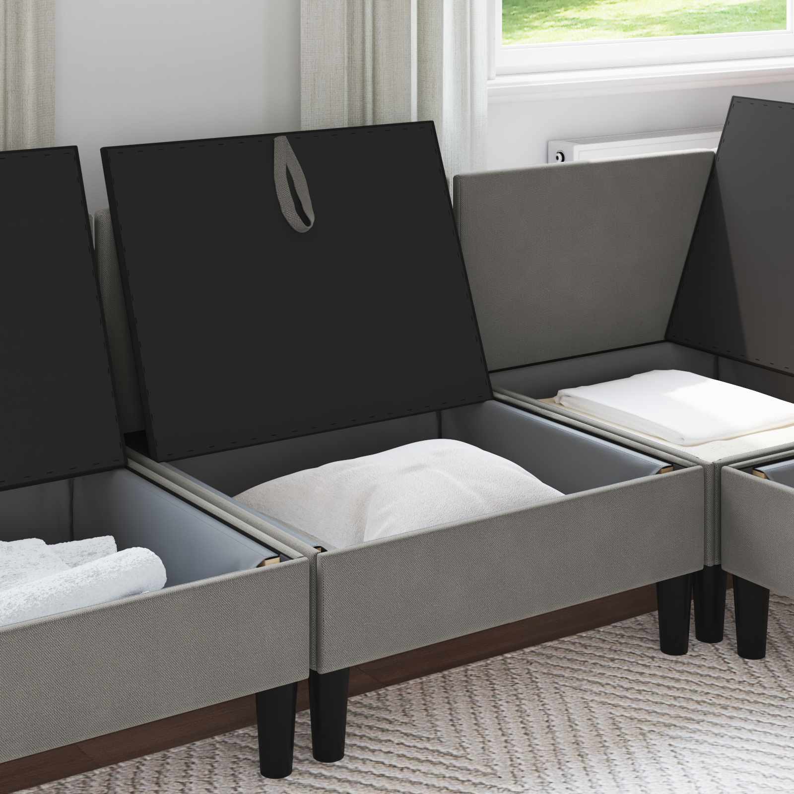 vidaXL Środkowa Sofa z Przechowywaniem ciemnoszary Welur