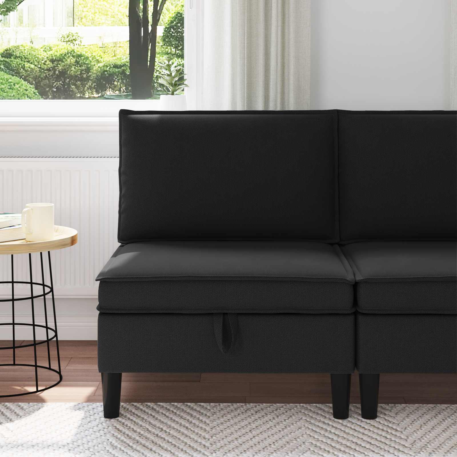 vidaXL Środkowa Sofa z Przechowywaniem Czarny Welur