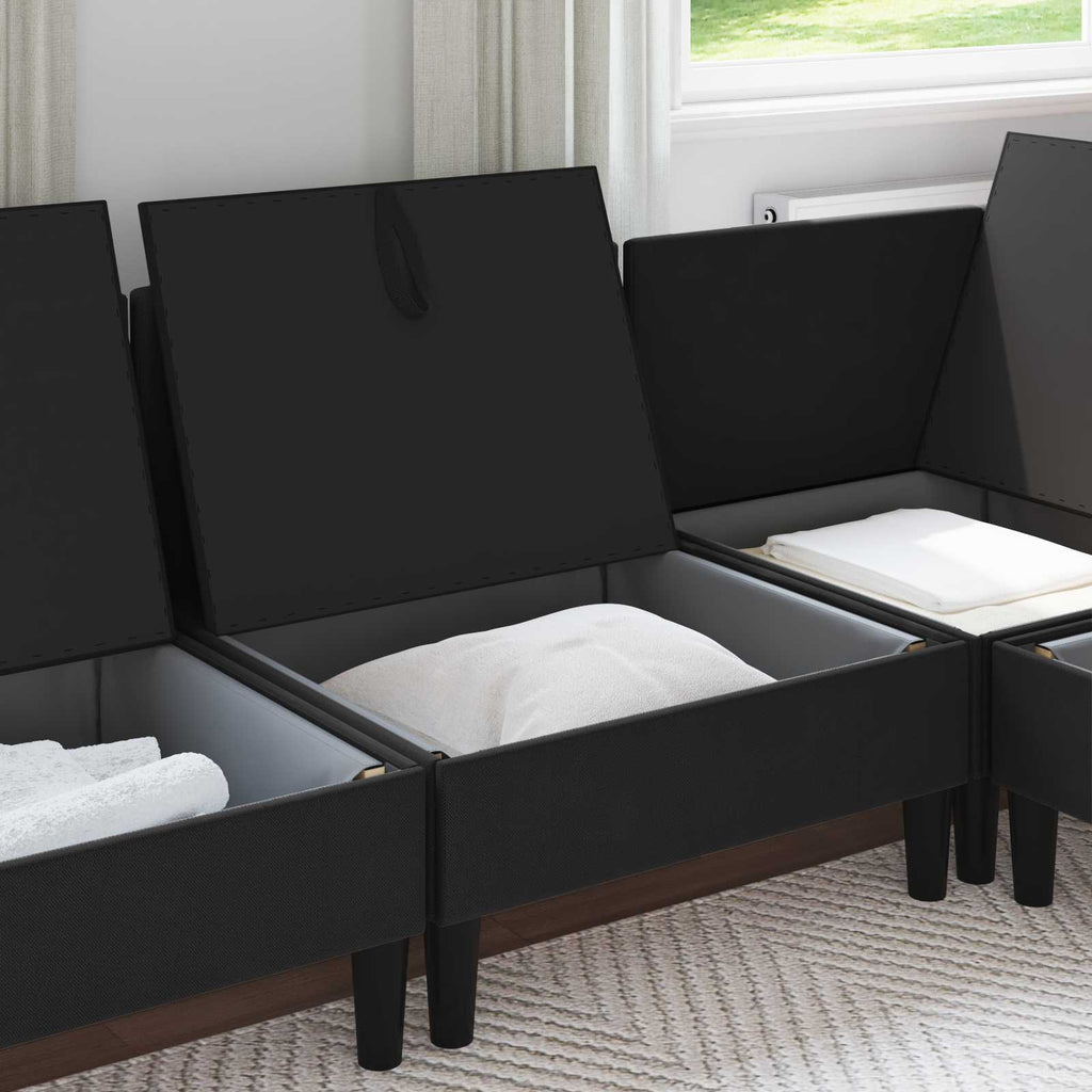 vidaXL Środkowa Sofa z Przechowywaniem Czarny Welur