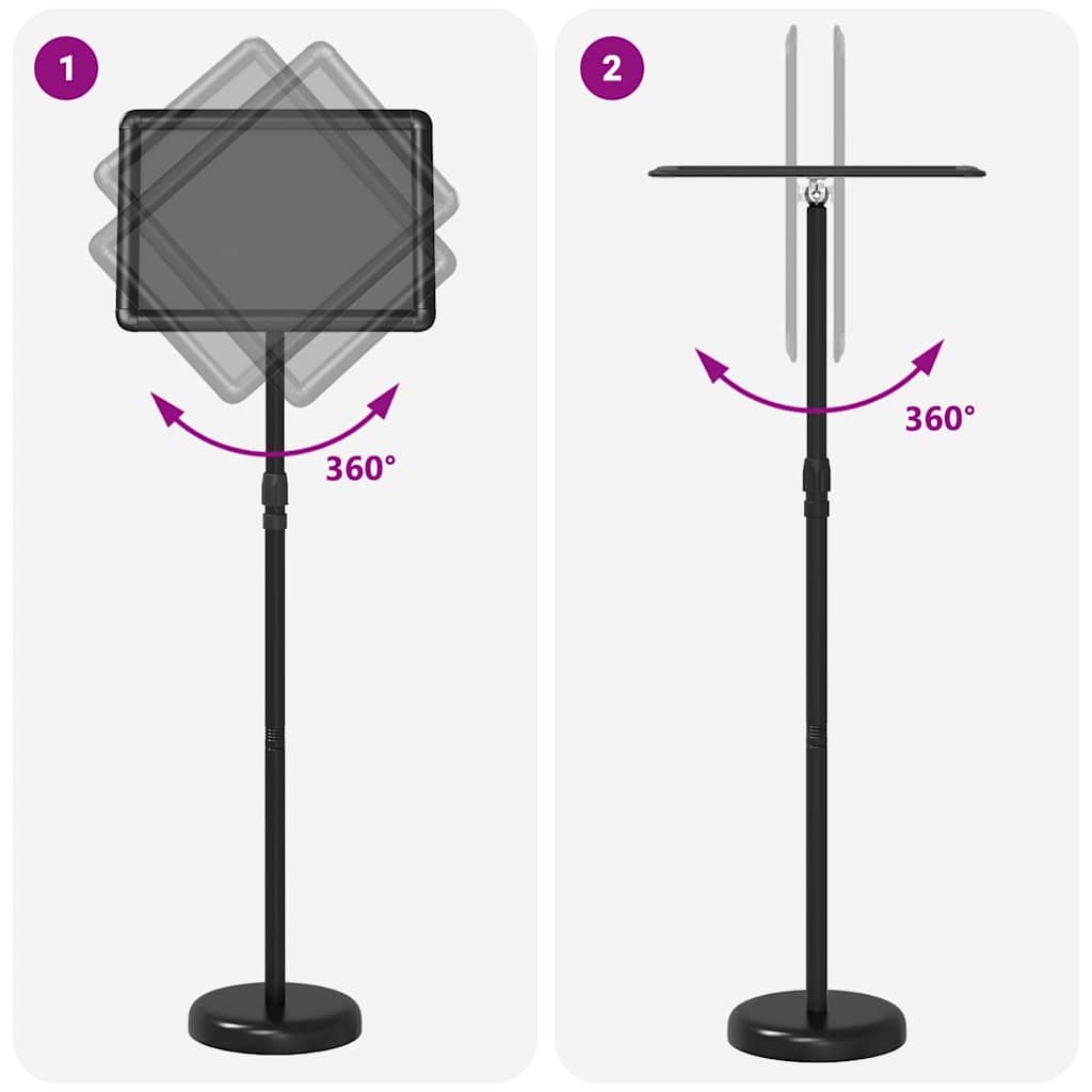 vidaXL Stoiska na targi Czarny 30 x 25 x 128 cm Aluminium