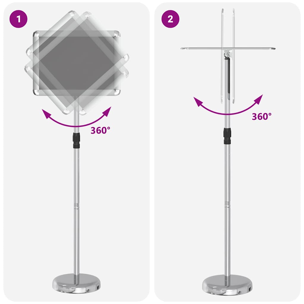 vidaXL Stoiska na targi Srebrny 30 x 25 x 128 cm Aluminium