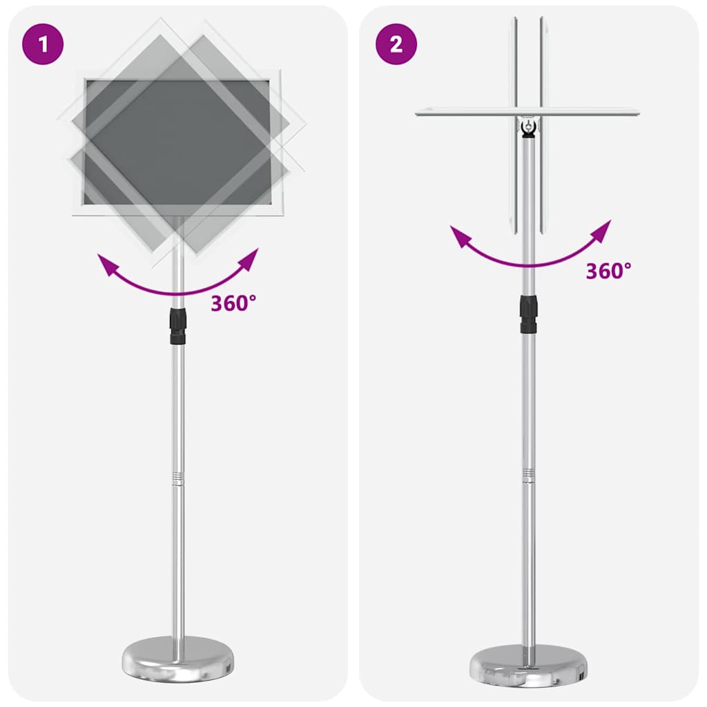 vidaXL Stoiska na targi Srebrny 30 x 25 x 128 cm Aluminium