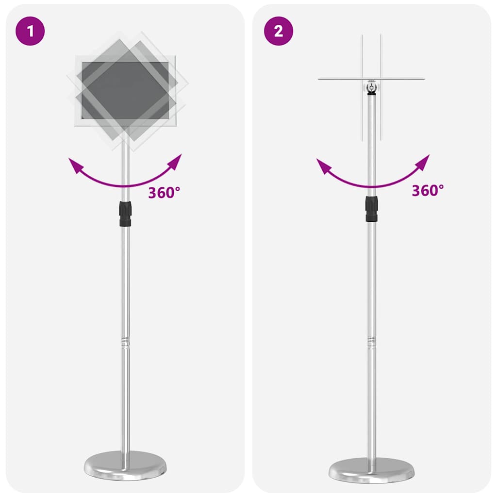 vidaXL Stoiska na targi Srebrny 25 x 25 x 125 cm Aluminium