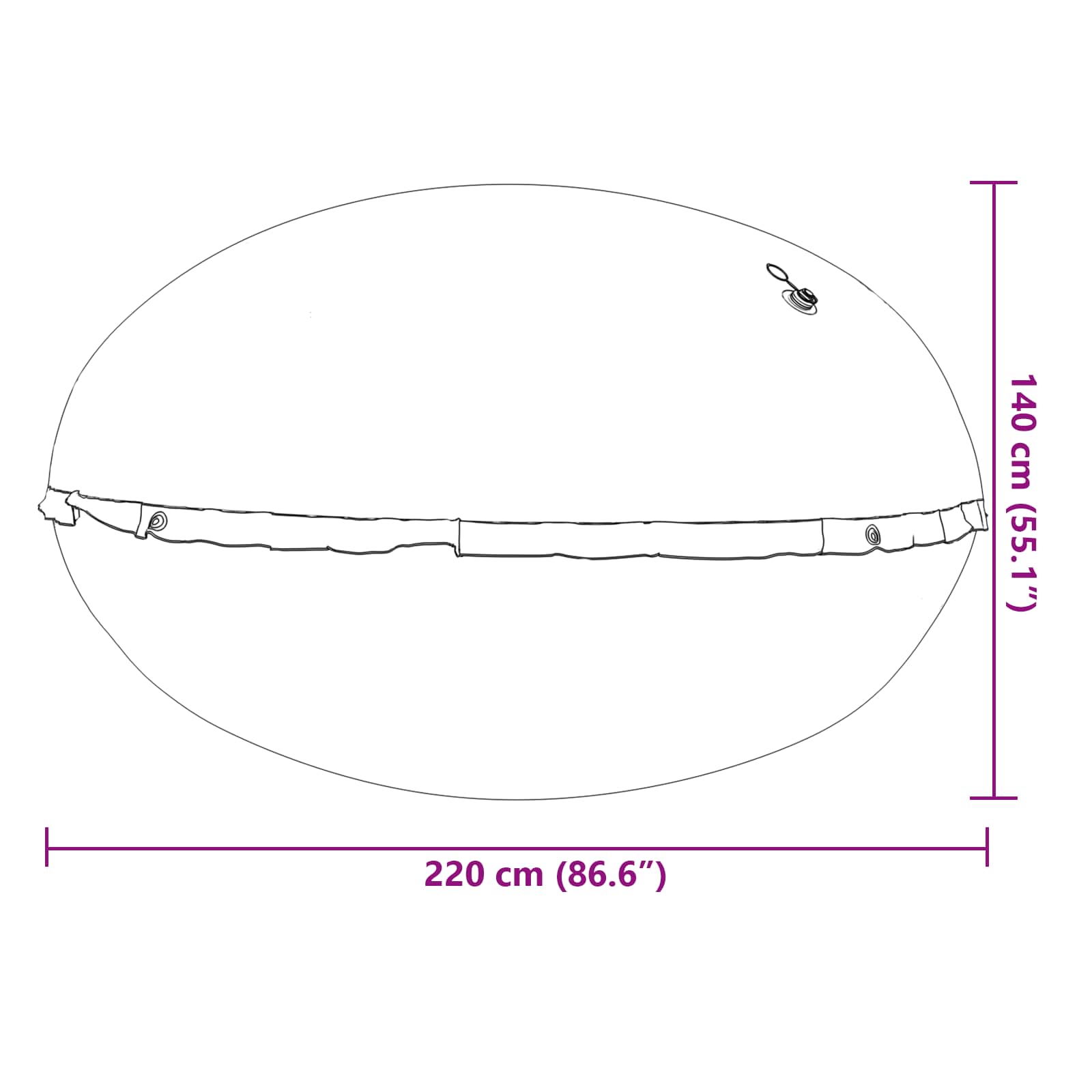 vidaXL Poduszka basenowa na zimę Niebieski Ø 220 x 140 cm PVC