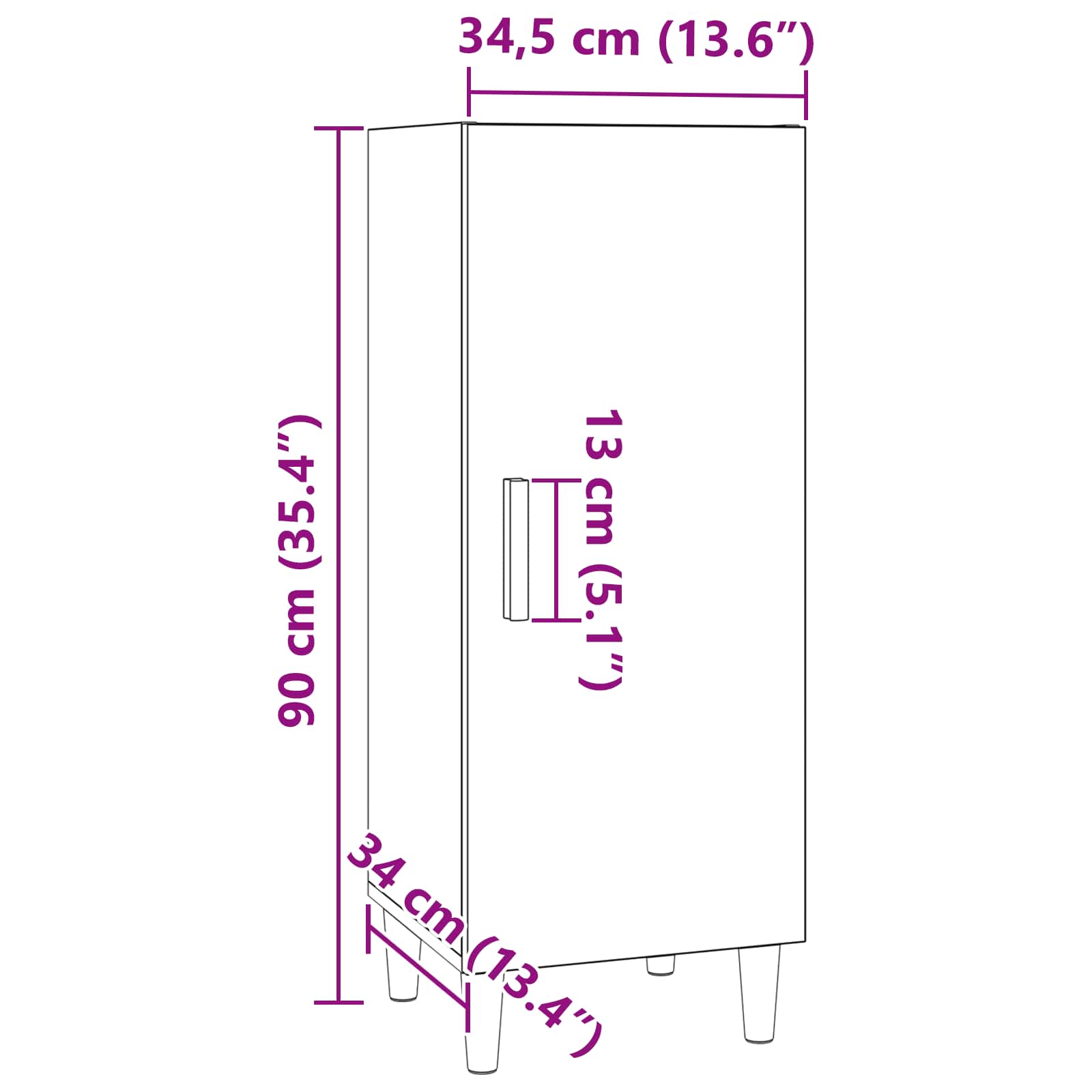 vidaXL Bufet Stare drewno 34,5 x 34 x 90 cm Materiał drewnopochodny