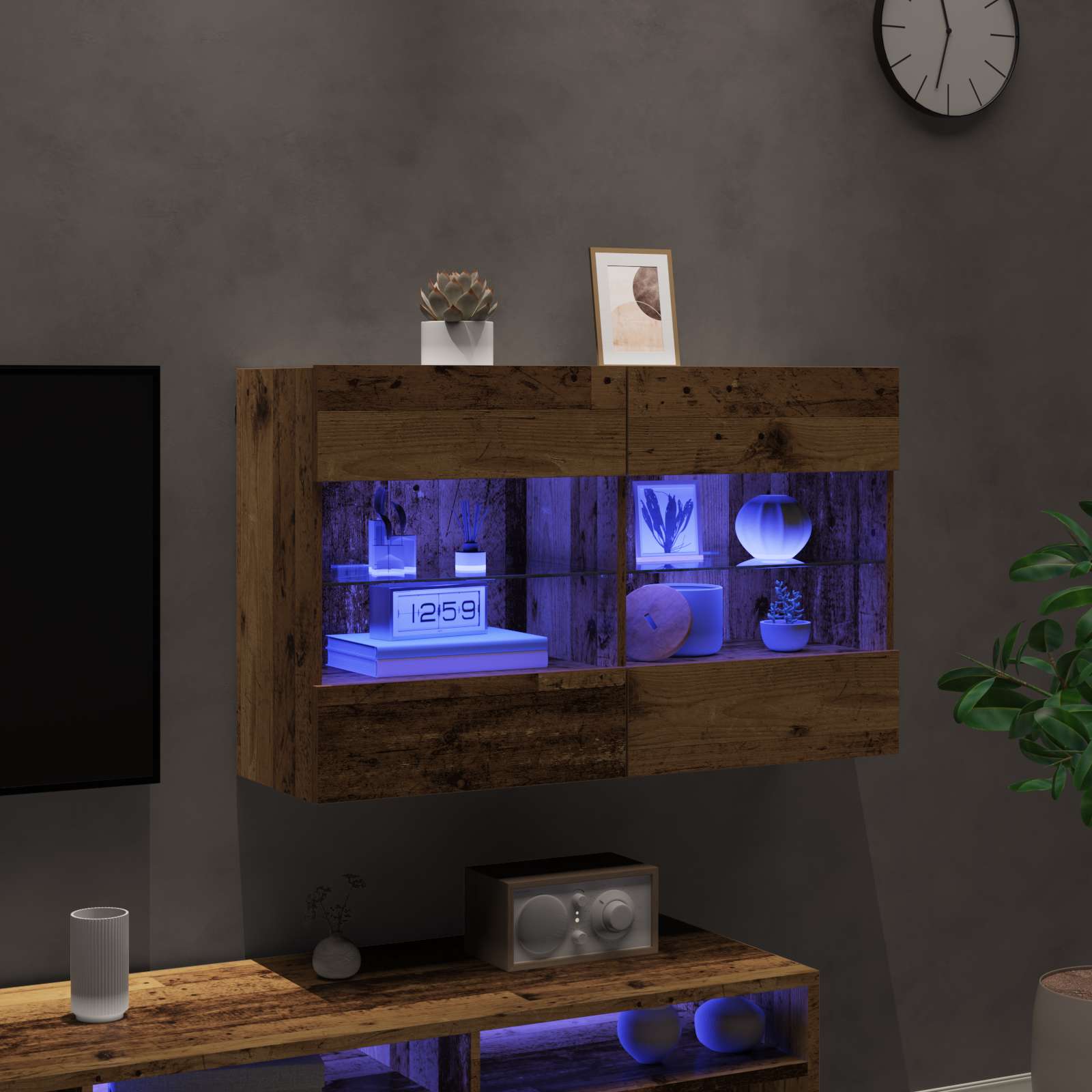vidaXL Szafka pod telewizor z LED Stare drewno 98,5 x 30 x 60,5 cm