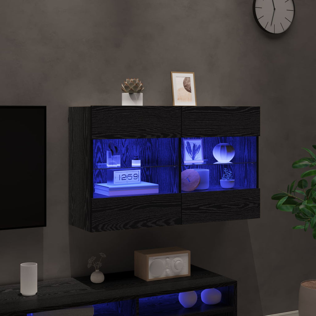 vidaXL Szafka pod telewizor z LED Czarny Dąb 98,5 x 30 x 60,5 cm