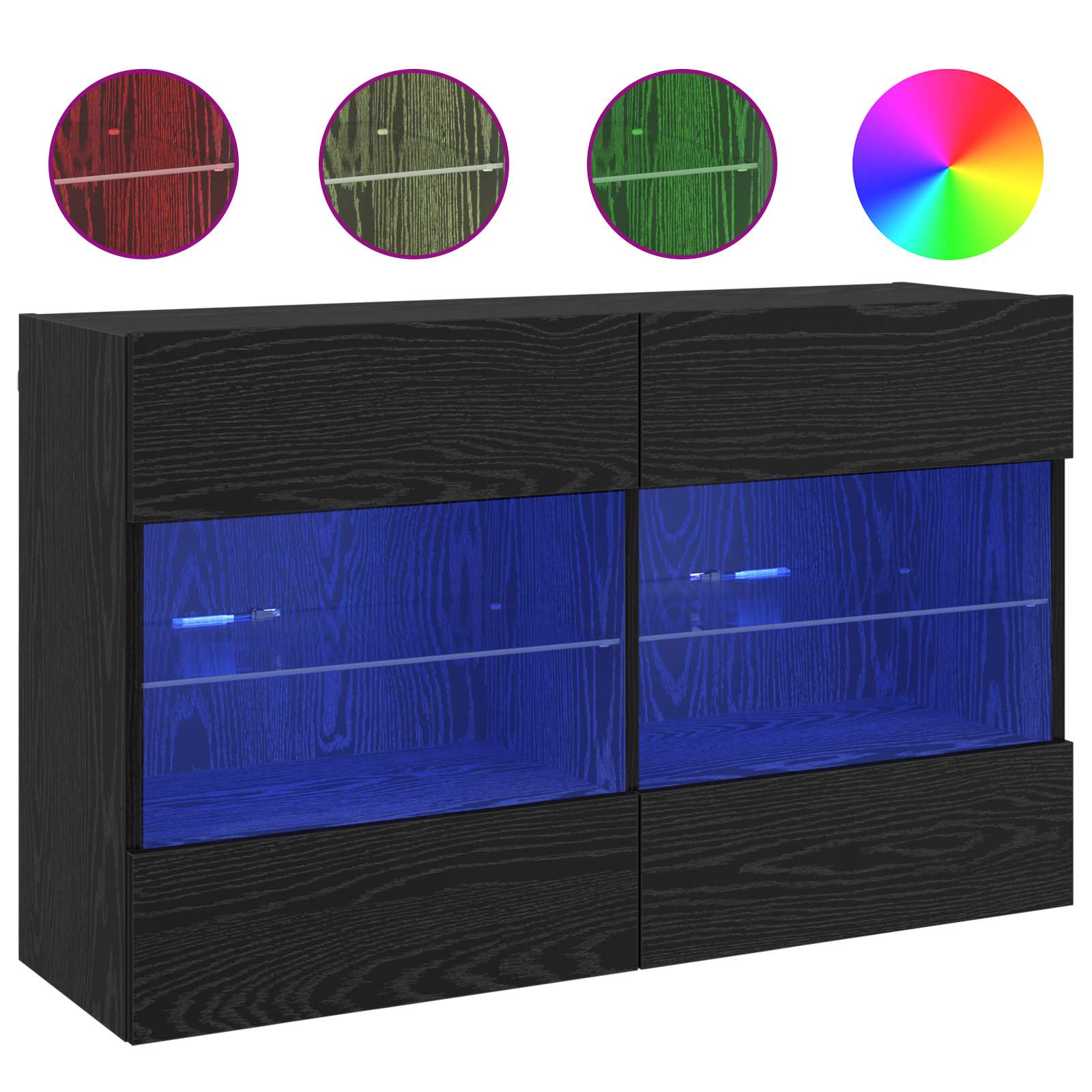 vidaXL Szafka pod telewizor z LED Czarny Dąb 98,5 x 30 x 60,5 cm