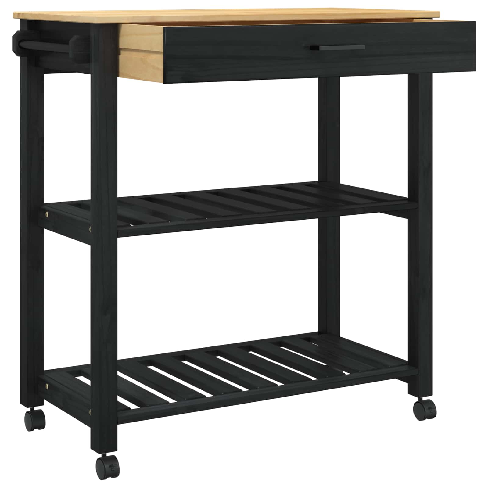 vidaXL Wózek Kuchenny MONZA Czarny 84 x 40 x 88,5 cm