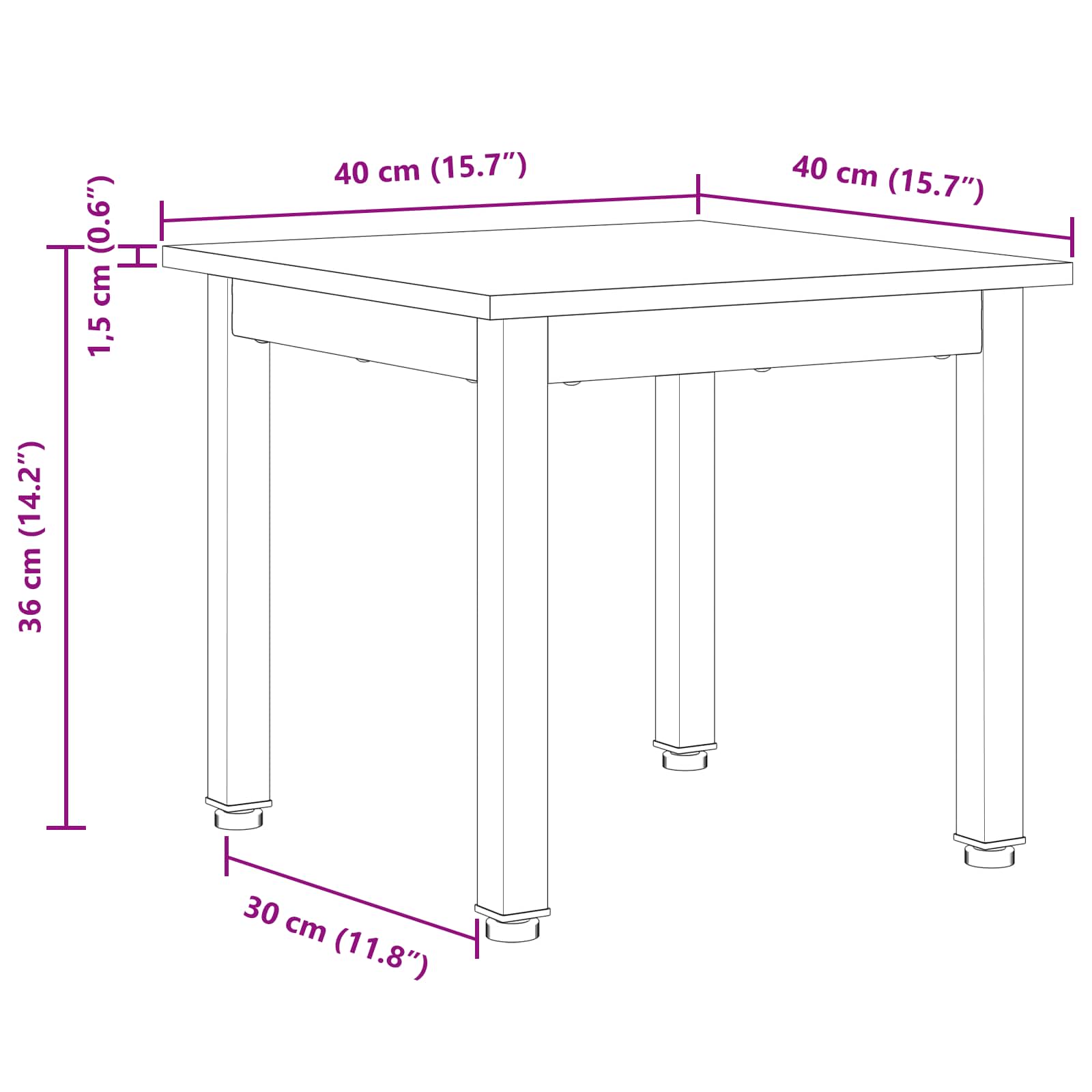 vidaXL Stolik kawowy Biały 40 x 40 x 36 cm Lite drewno sosnowe
