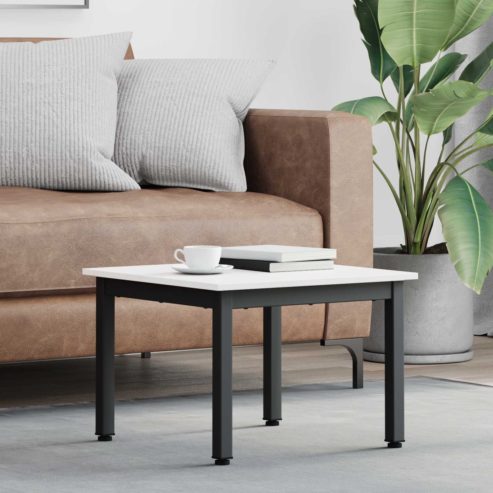 vidaXL Stolik kawowy Biały 50 x 50 x 36 cm Lite drewno sosnowe