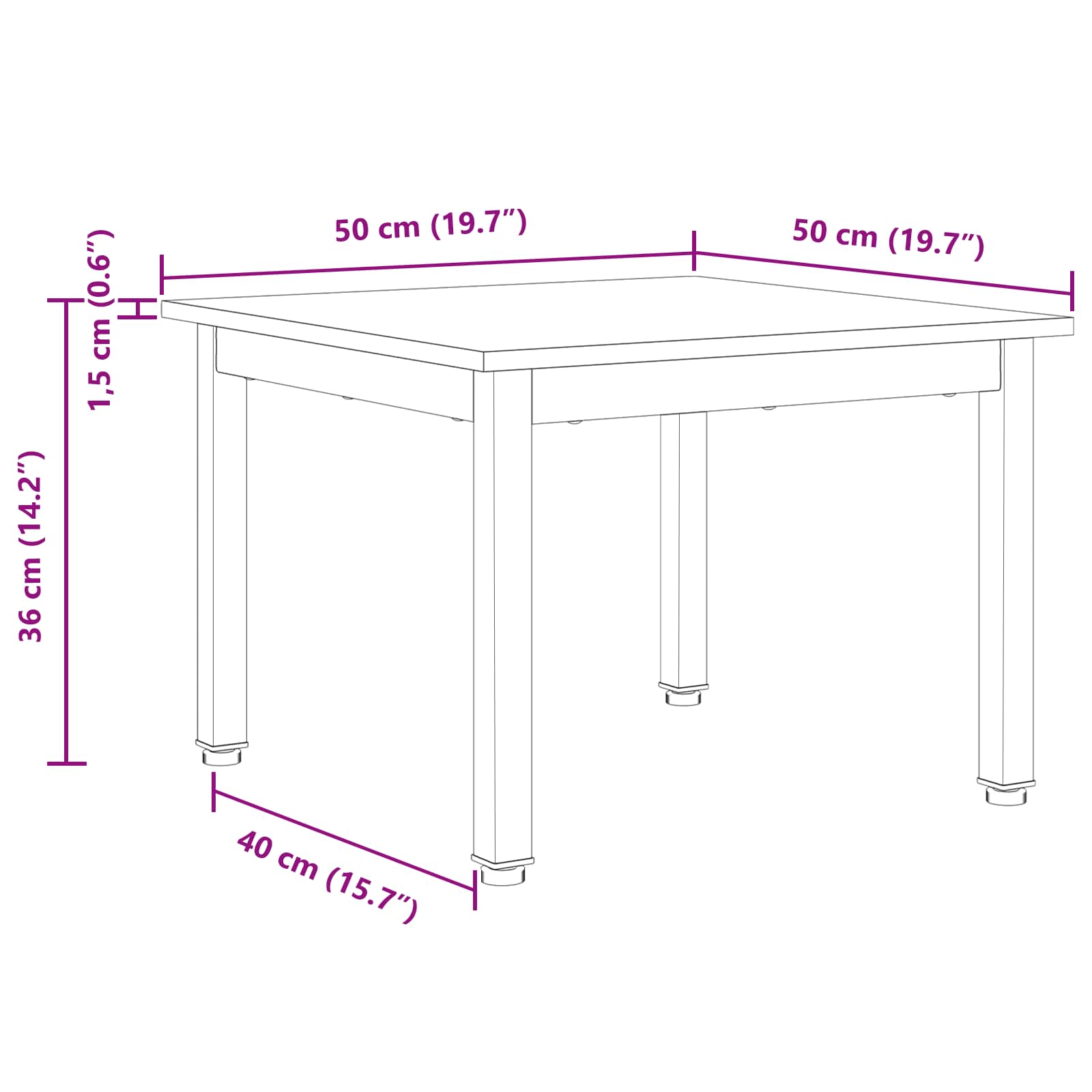 vidaXL Stolik kawowy Biały 50 x 50 x 36 cm Lite drewno sosnowe