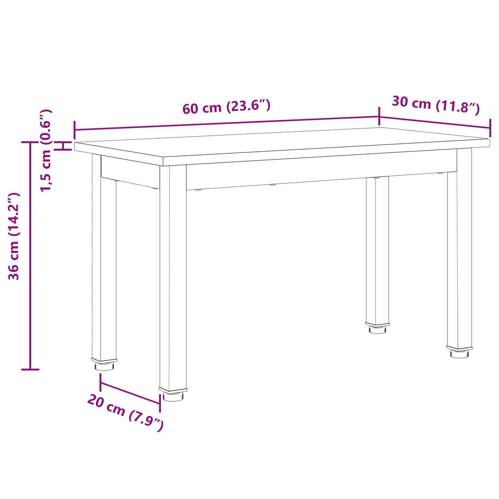 vidaXL Stolik kawowy Biały 60 x 30 x 36 cm Lite drewno sosnowe