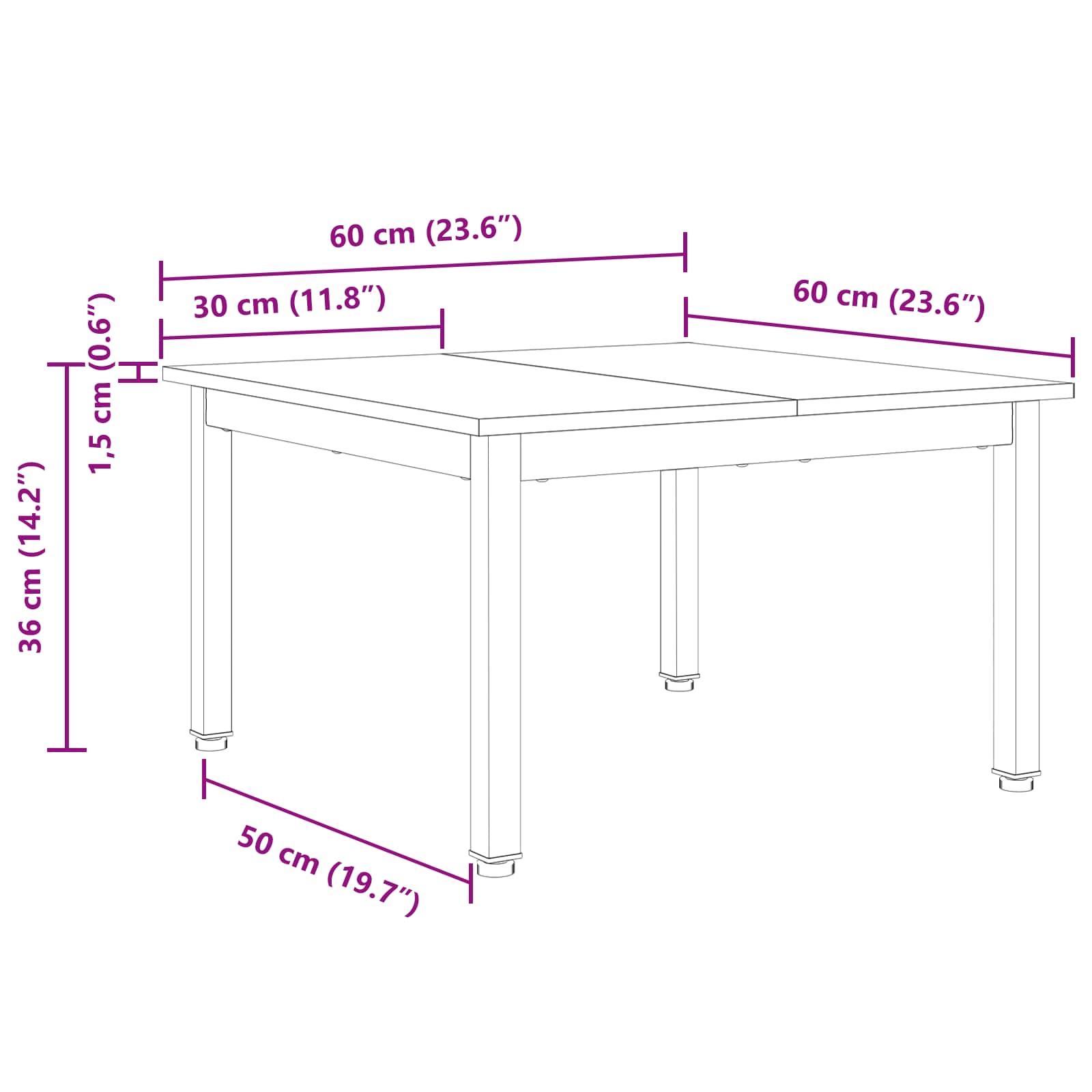 vidaXL Stolik kawowy Biały 60 x 60 x 36 cm Lite drewno sosnowe