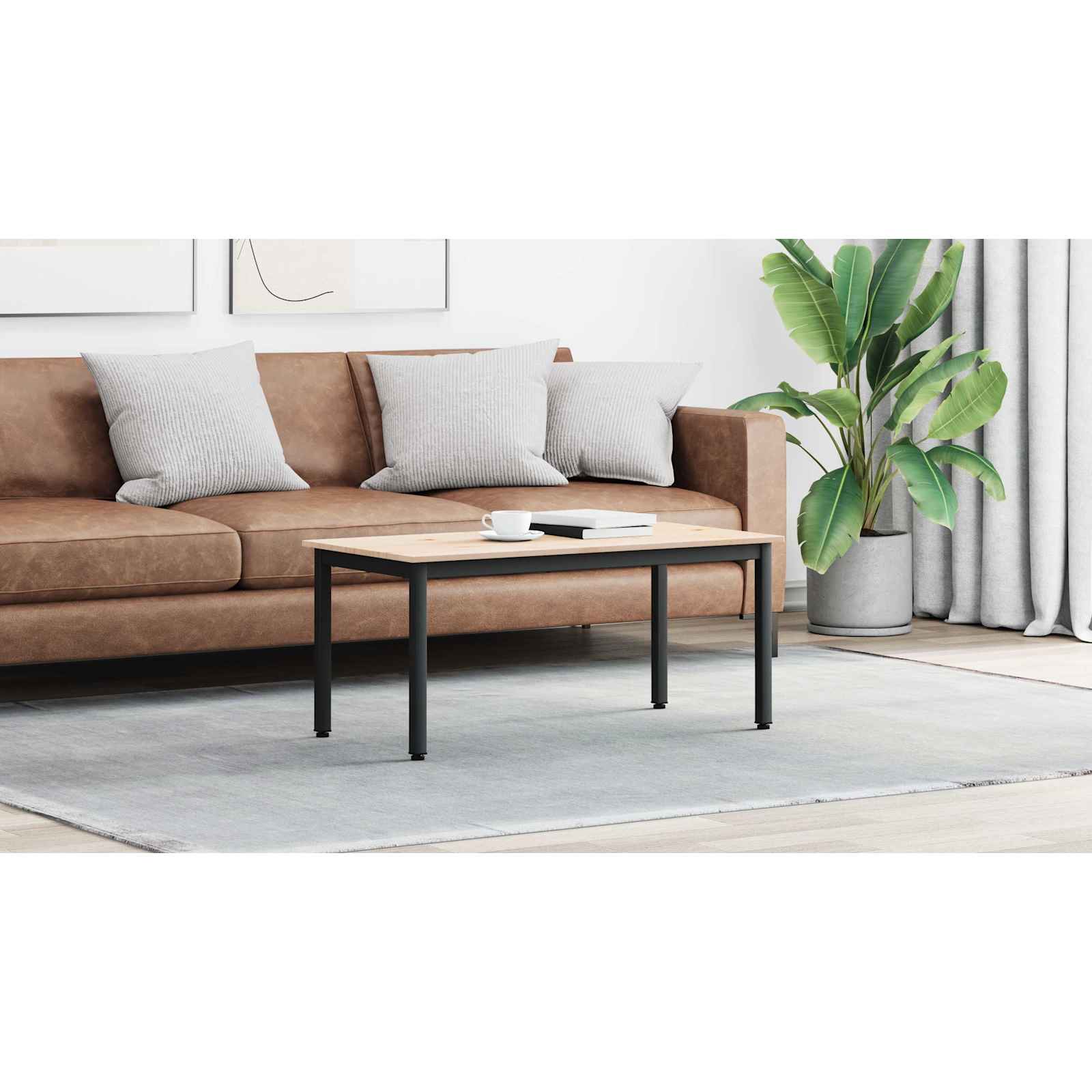 vidaXL Stolik kawowy Naturalny 100 x 50 x 45 cm Lite drewno sosnowe