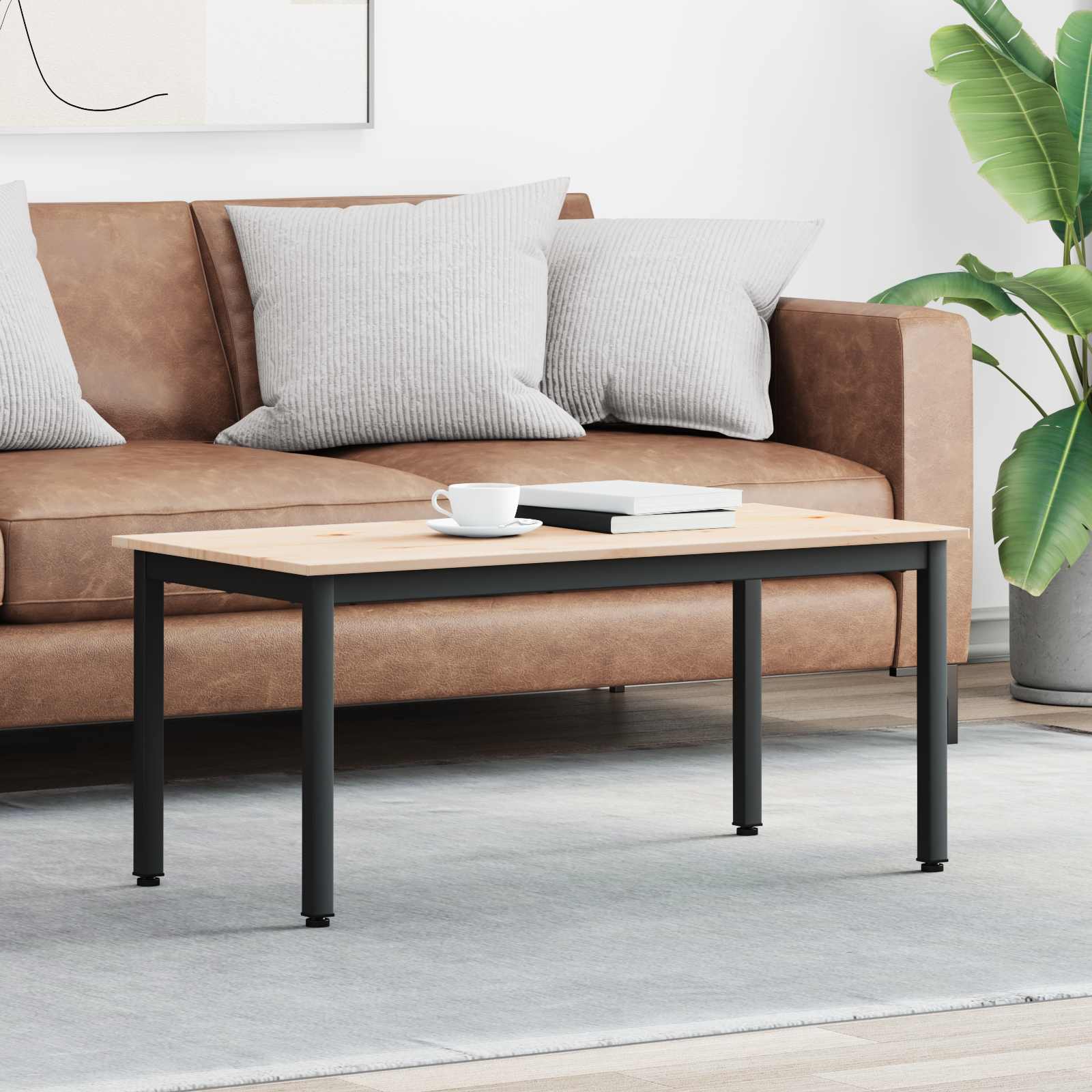 vidaXL Stolik kawowy Naturalny 100 x 50 x 45 cm Lite drewno sosnowe