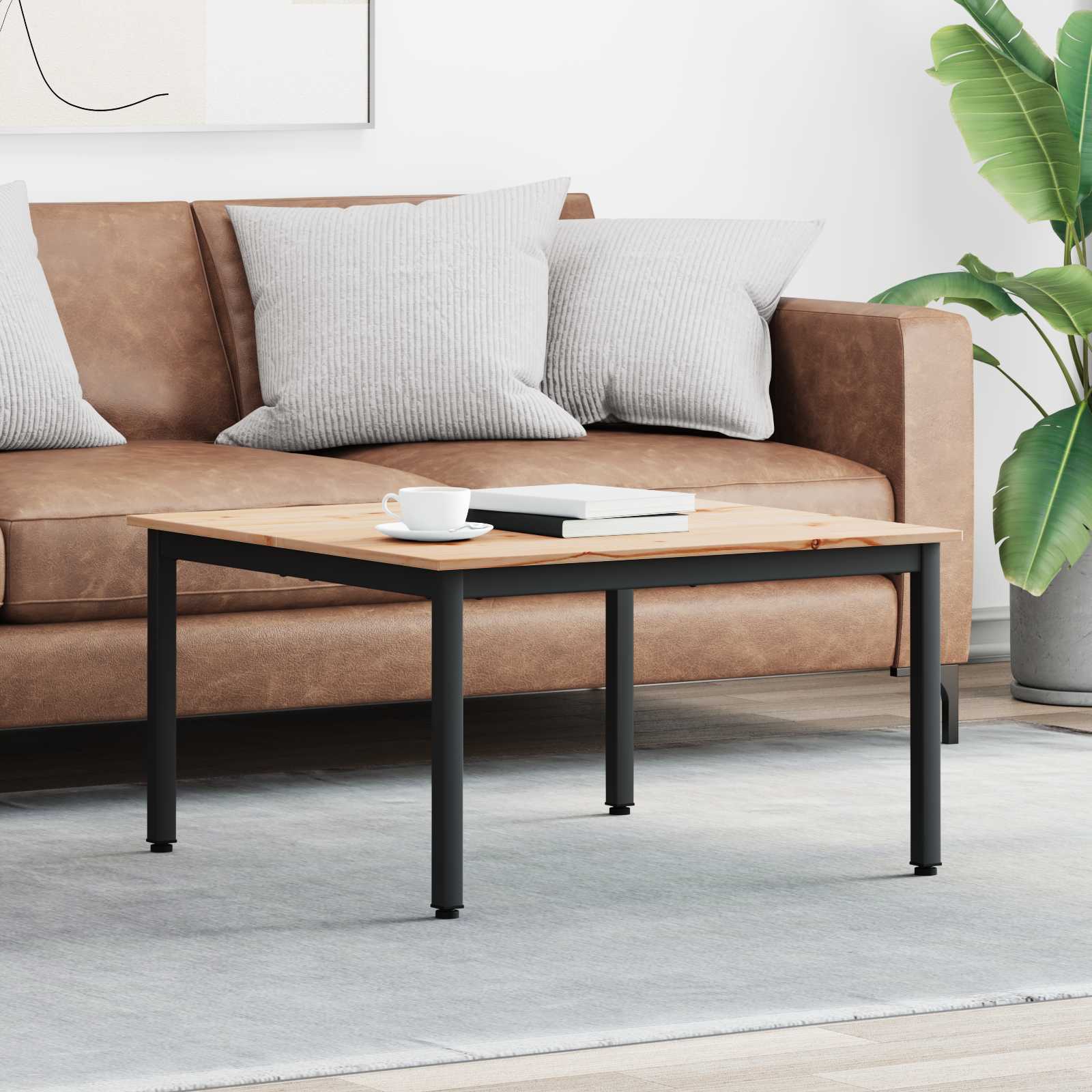 vidaXL Stolik kawowy Naturalny 80 x 80 x 45 cm Lite drewno sosnowe