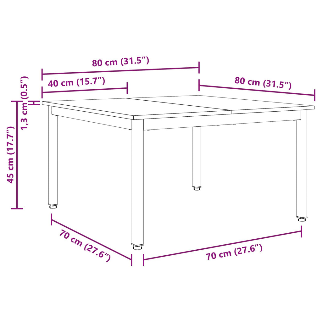 vidaXL Stolik kawowy Naturalny 80 x 80 x 45 cm Lite drewno sosnowe