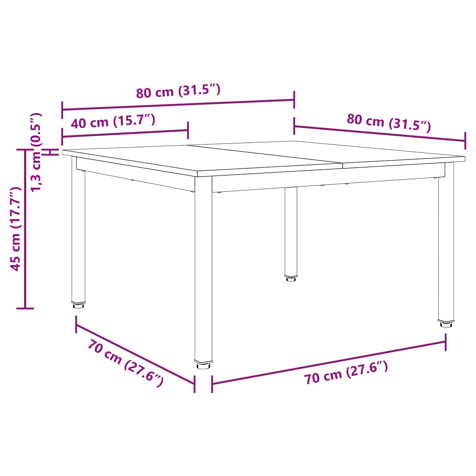 vidaXL Stolik kawowy Naturalny 80 x 80 x 45 cm Lite drewno sosnowe