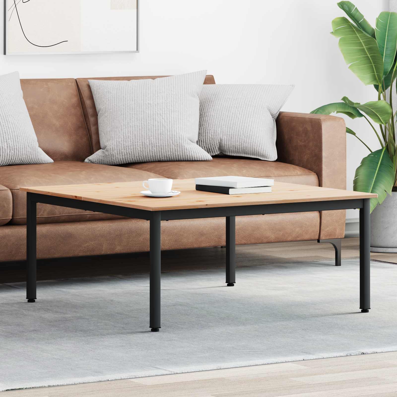 vidaXL Stolik kawowy Naturalny 100 x 100 x 45 cm Lite drewno sosnowe
