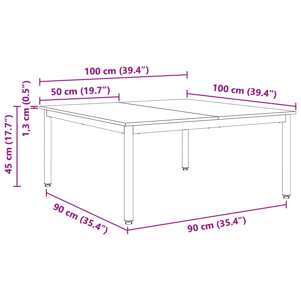 vidaXL Stolik kawowy Naturalny 100 x 100 x 45 cm Lite drewno sosnowe