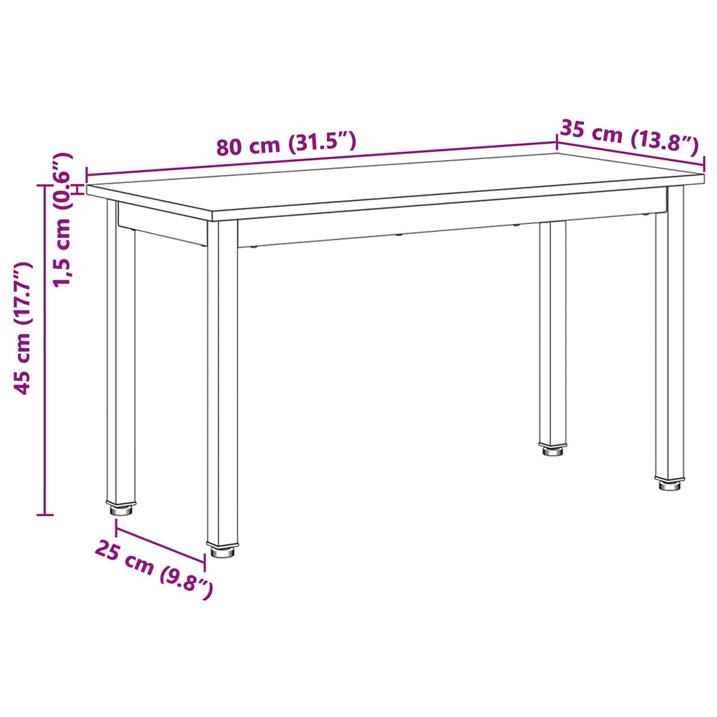 vidaXL ławka Naturalny 80 x 35 x 45 cm Lite drewno sosnowe