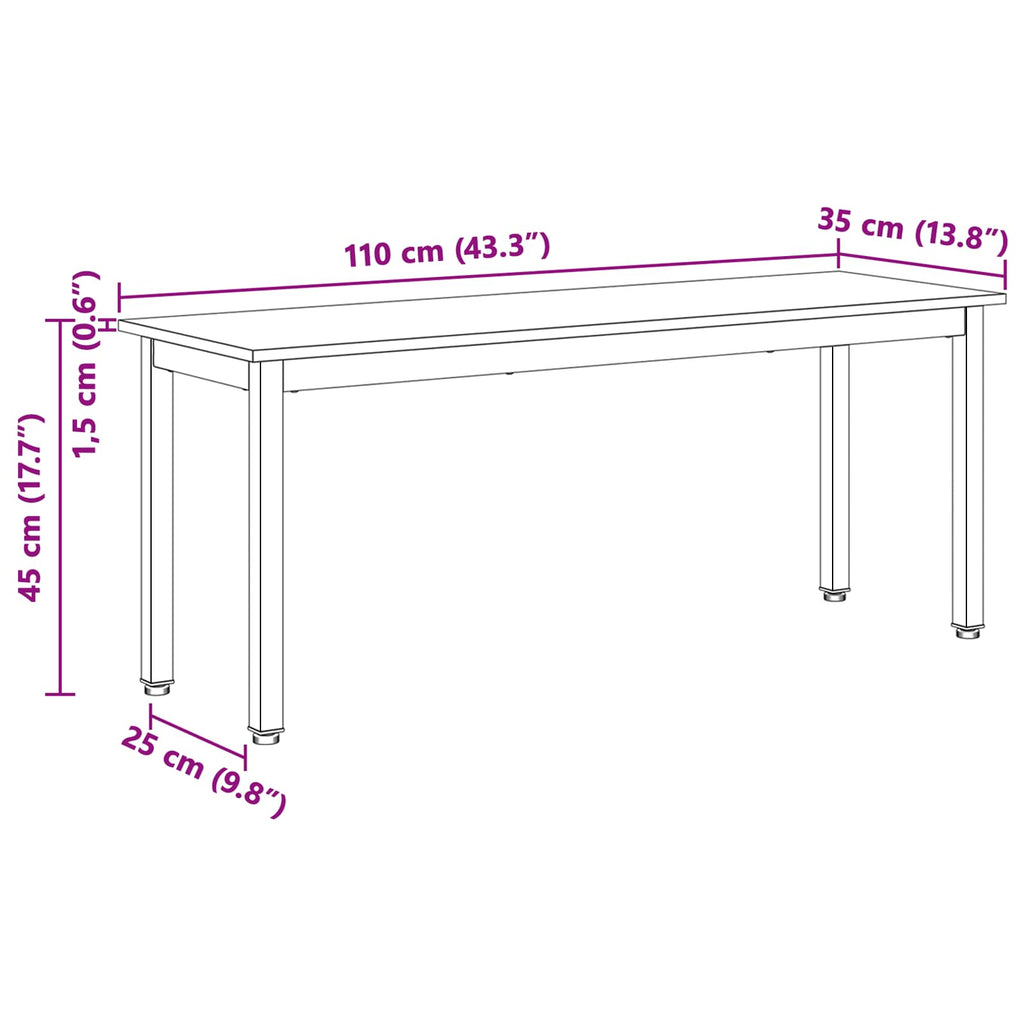 vidaXL ławka Naturalny 110 x 35 x 45 cm Lite drewno sosnowe