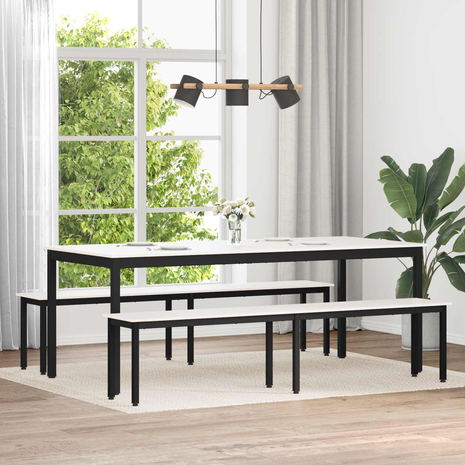 vidaXL ławka Biały 200 x 35 x 45 cm Lite drewno sosnowe