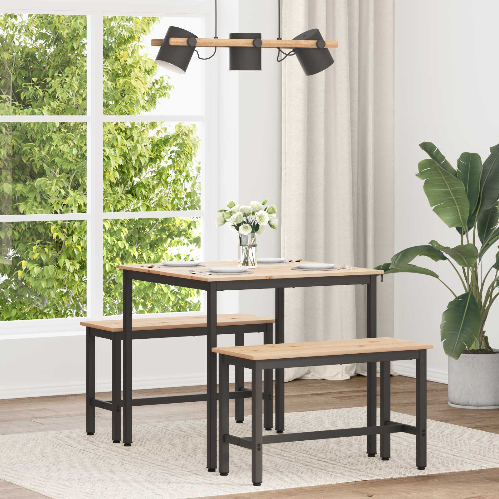 vidaXL Stół jadalny Naturalny 80 x 80 x 75 cm Lite drewno sosnowe