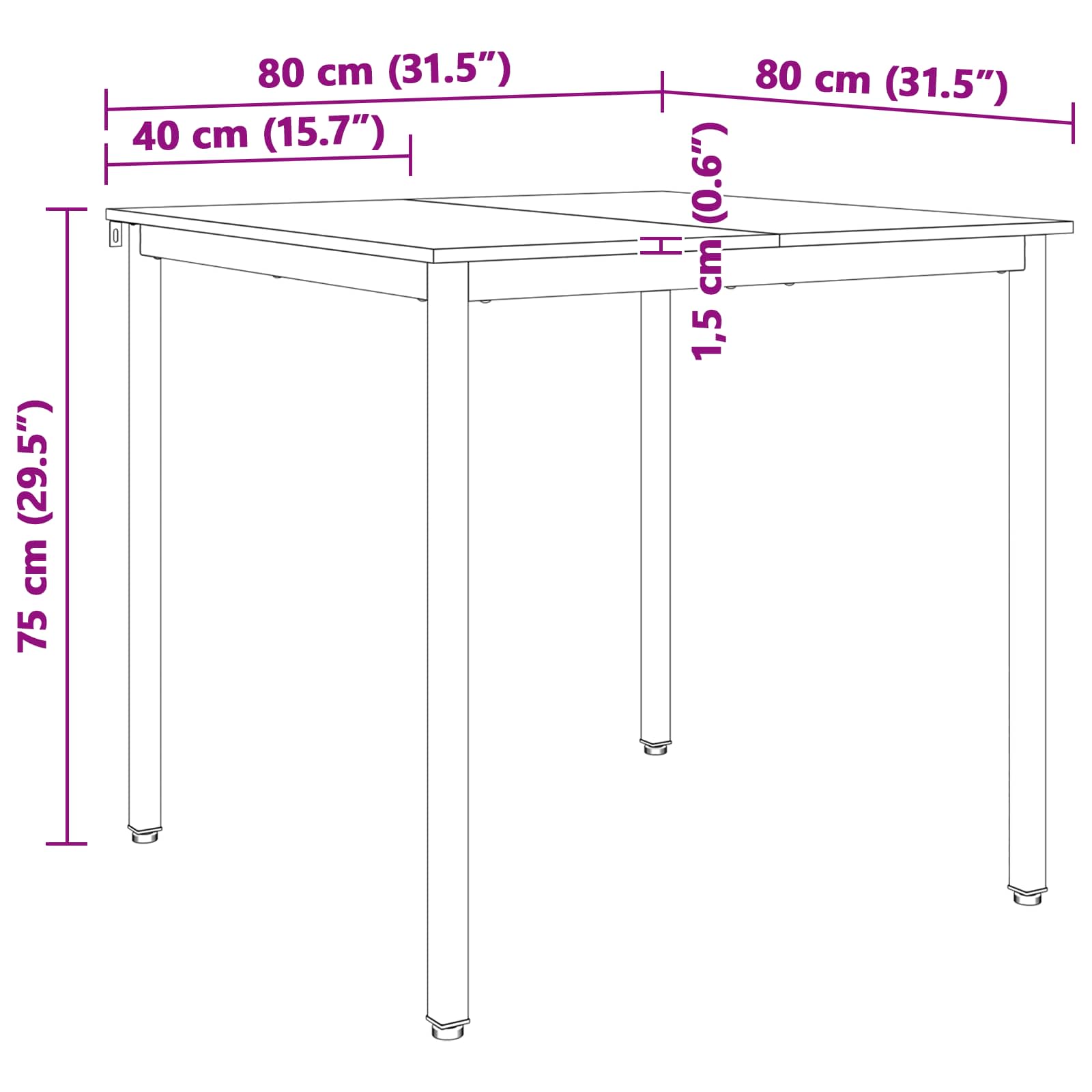 vidaXL Stół jadalny Biały 80 x 80 x 75 cm Lite drewno sosnowe