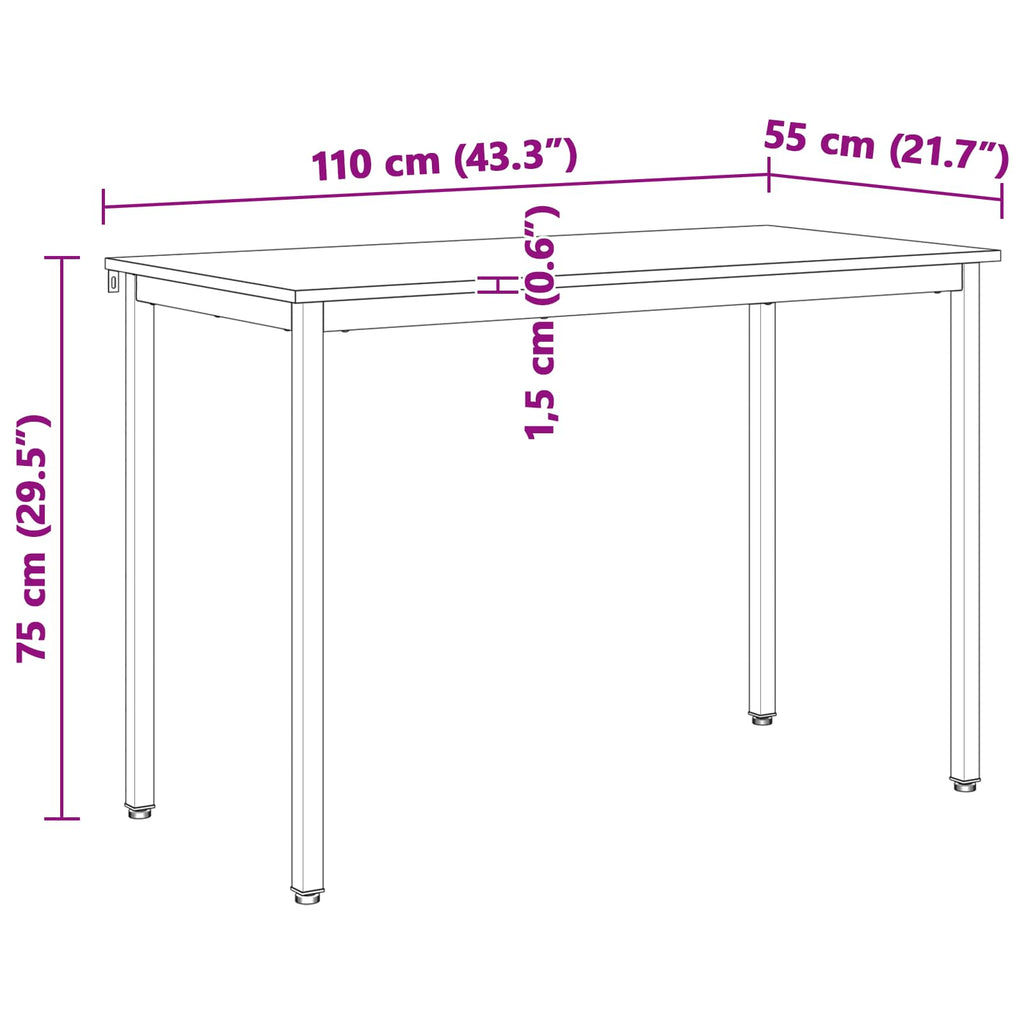 vidaXL Stół jadalny Naturalny 110 x 55 x 75 cm Lite drewno sosnowe