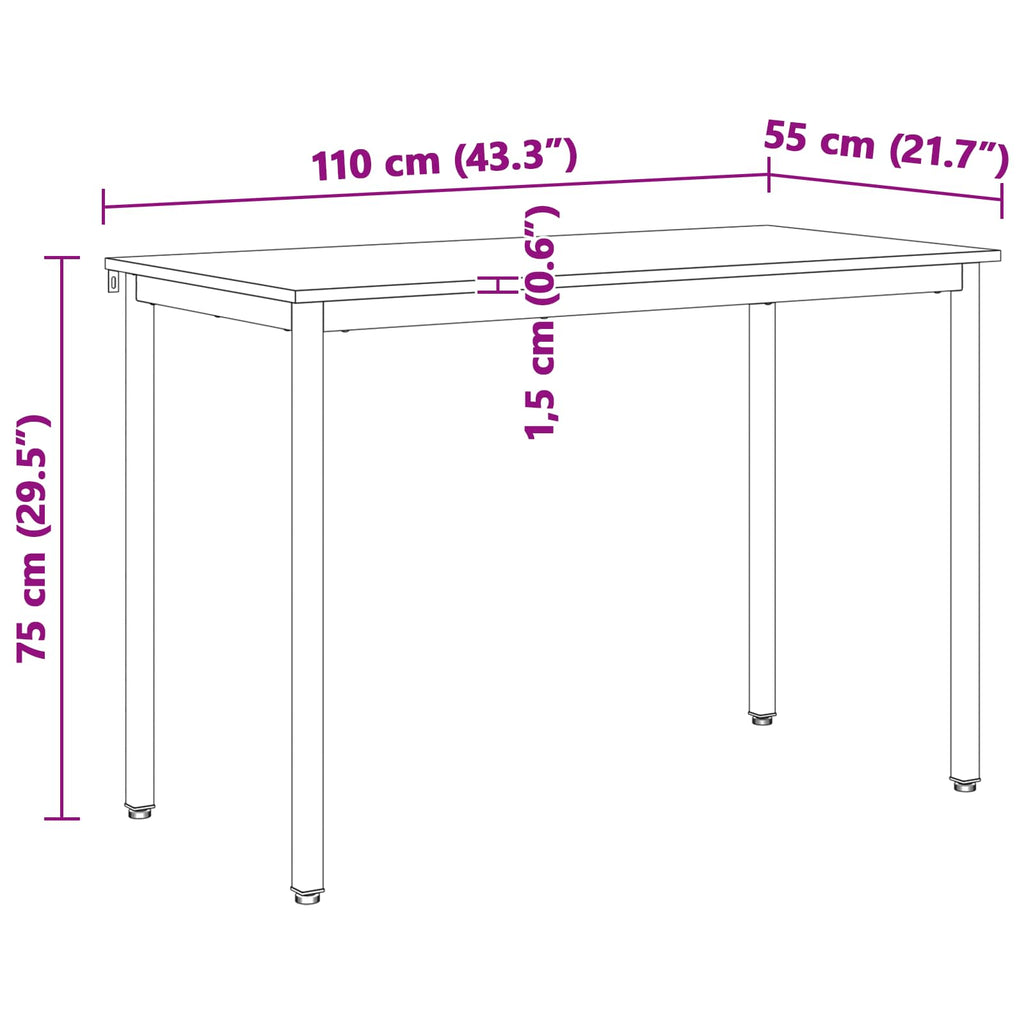 vidaXL Stół jadalny Biały 110 x 55 x 75 cm Lite drewno sosnowe