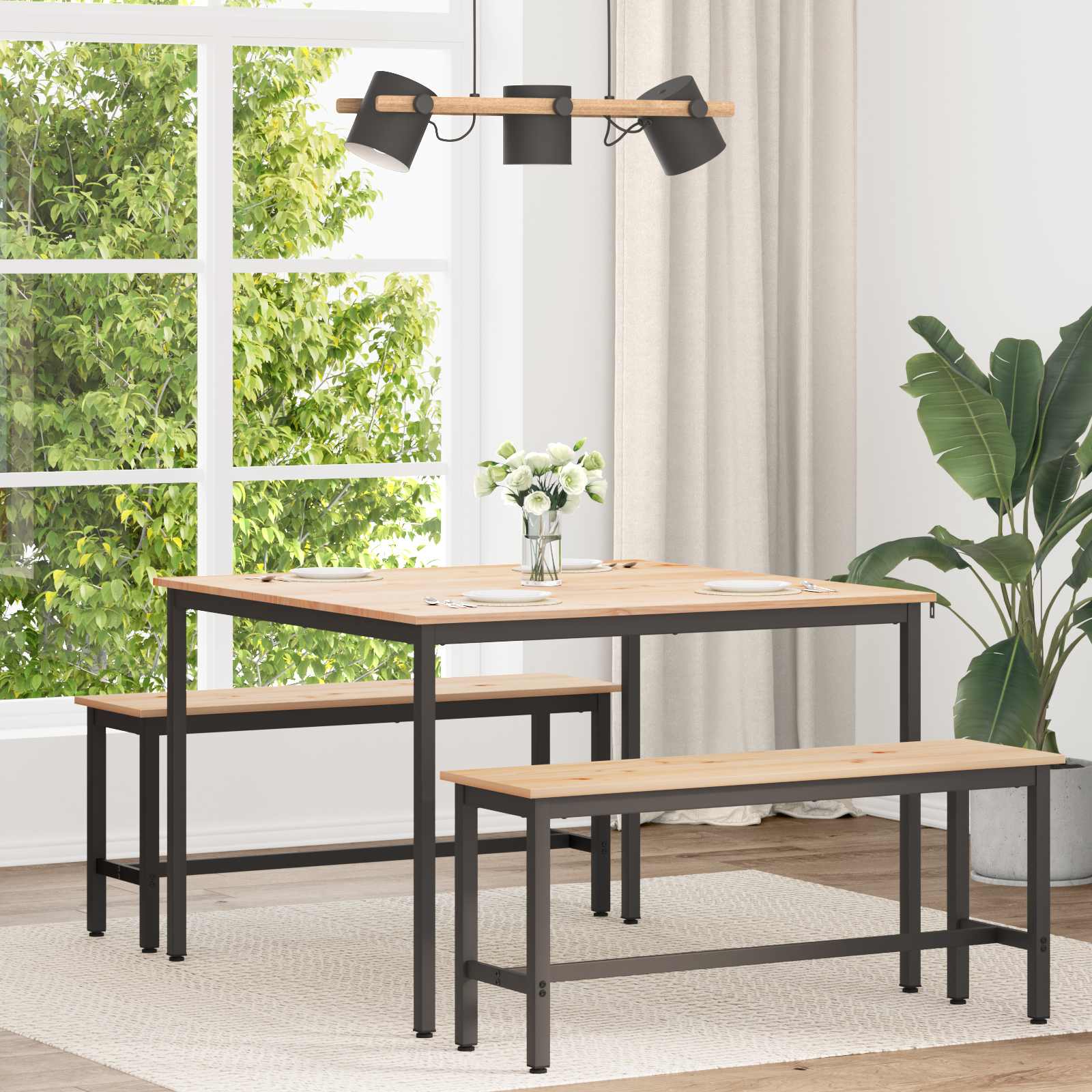 vidaXL Stół jadalny Naturalny 110 x 110 x 75 cm Lite drewno sosnowe