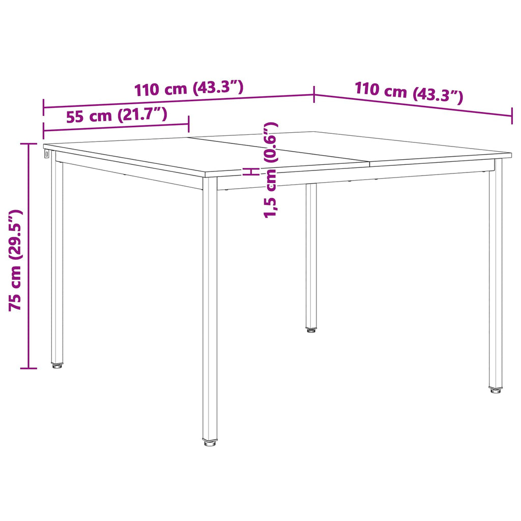 vidaXL Stół jadalny Naturalny 110 x 110 x 75 cm Lite drewno sosnowe