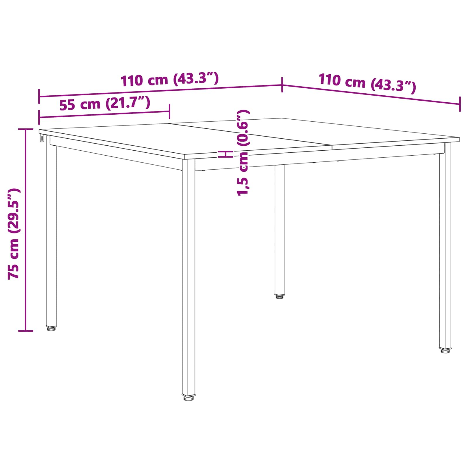 vidaXL Stół jadalny Naturalny 110 x 110 x 75 cm Lite drewno sosnowe