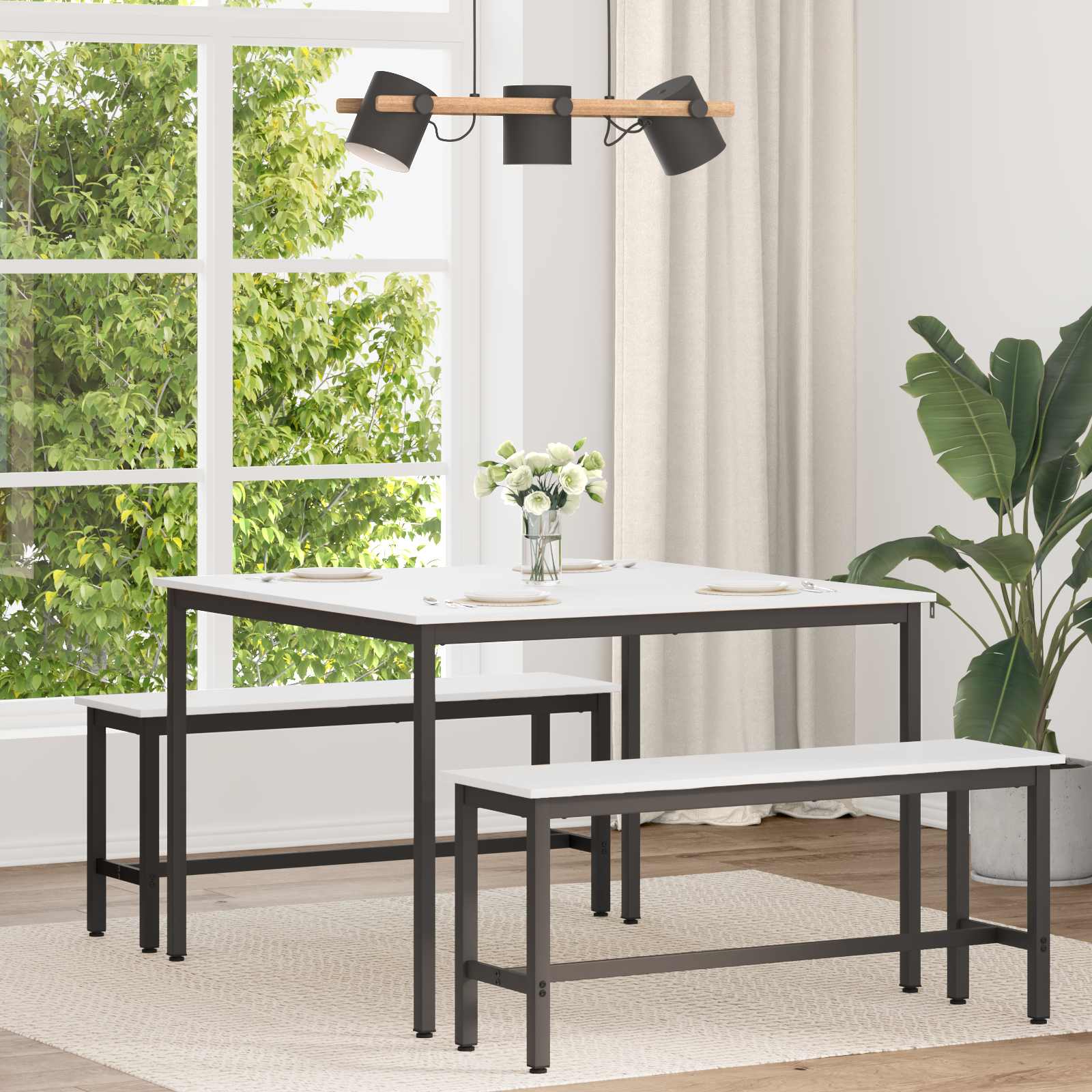 vidaXL Stół jadalny Biały 110 x 110 x 75 cm Lite drewno sosnowe