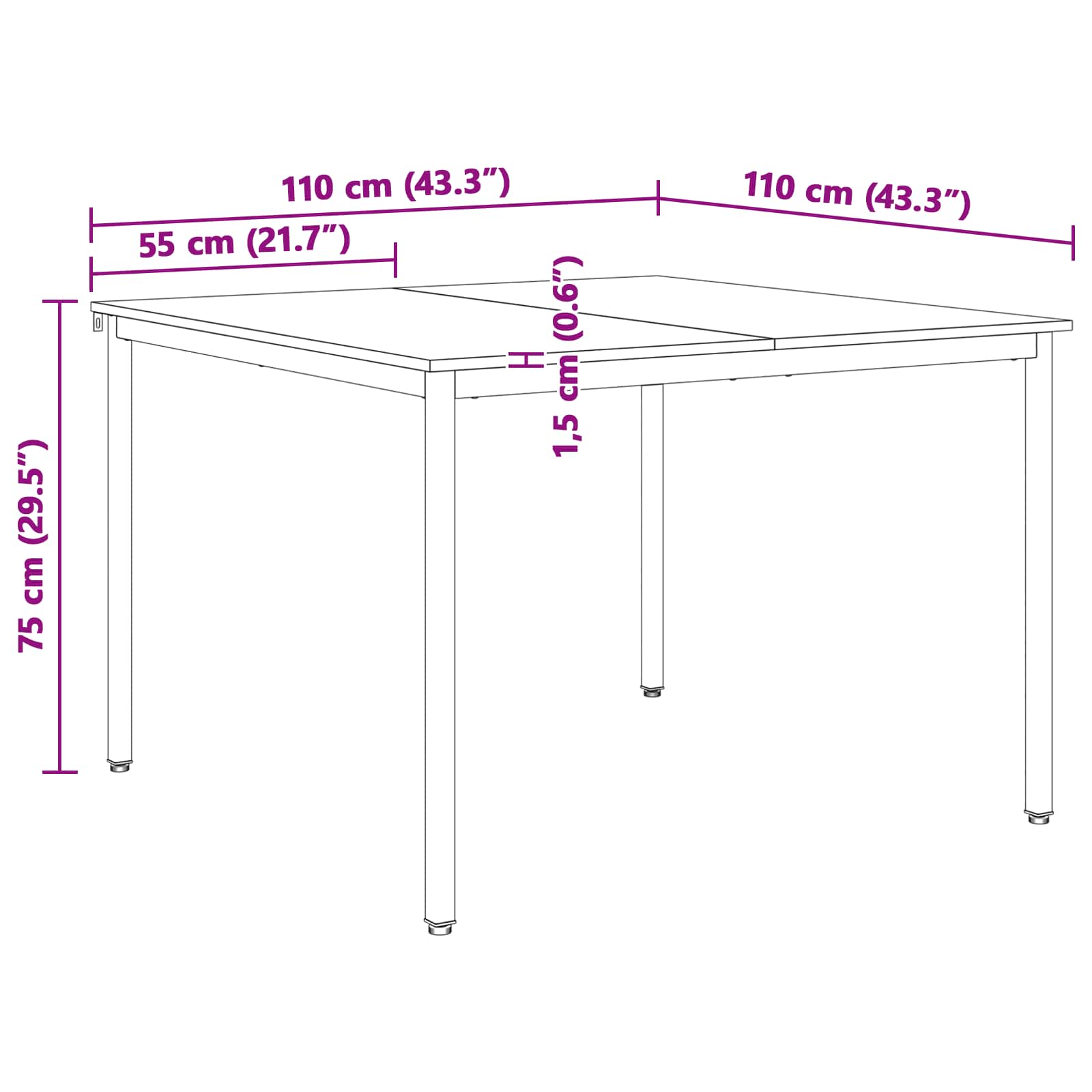 vidaXL Stół jadalny Biały 110 x 110 x 75 cm Lite drewno sosnowe